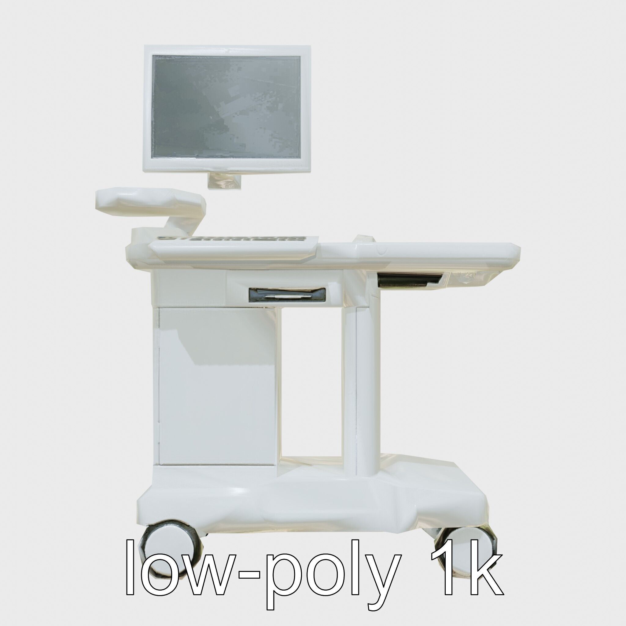 Healthcare Imaging Trolley with Swivel Screen Low-poly 3D model_24