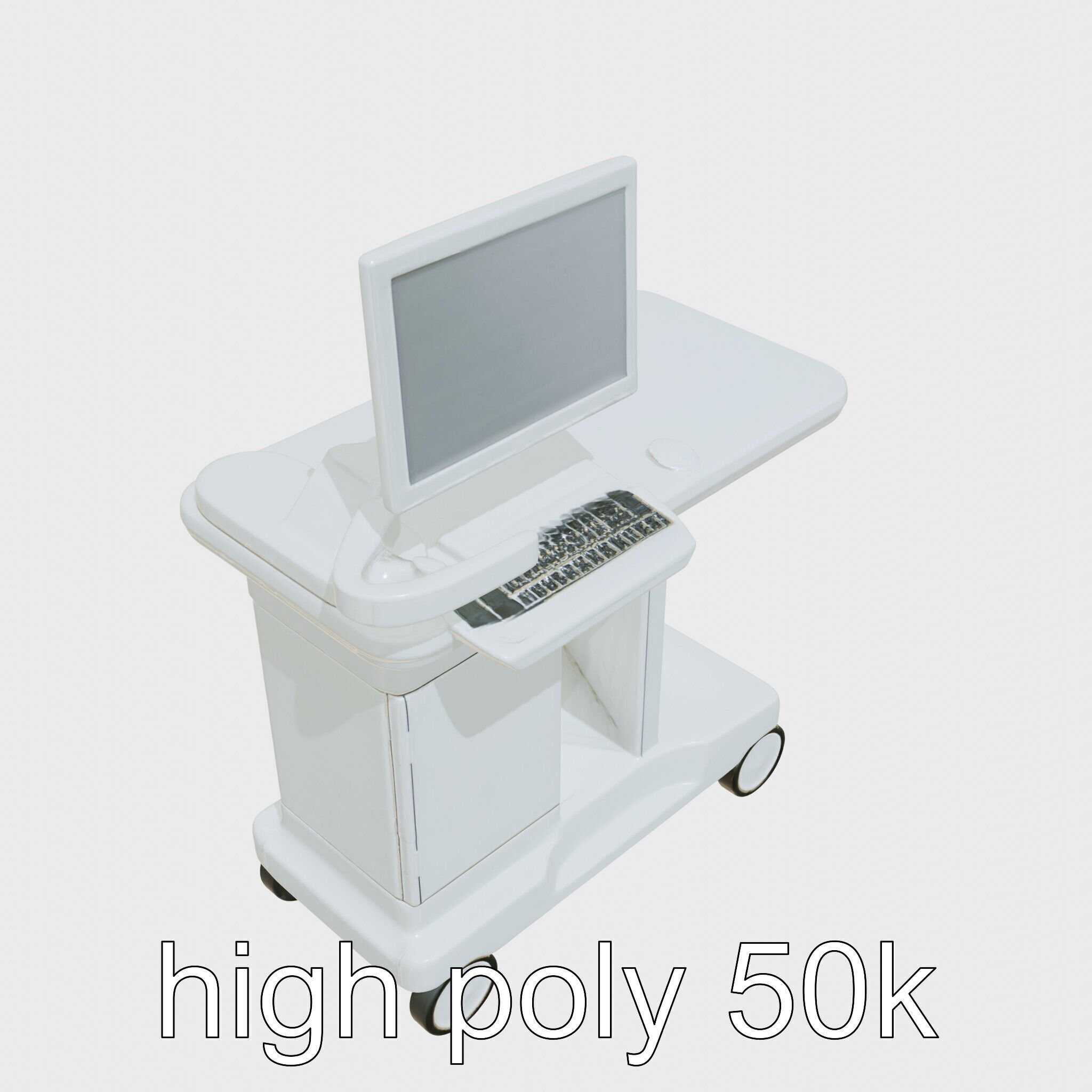 Healthcare Imaging Trolley with Swivel Screen Low-poly 3D model_11