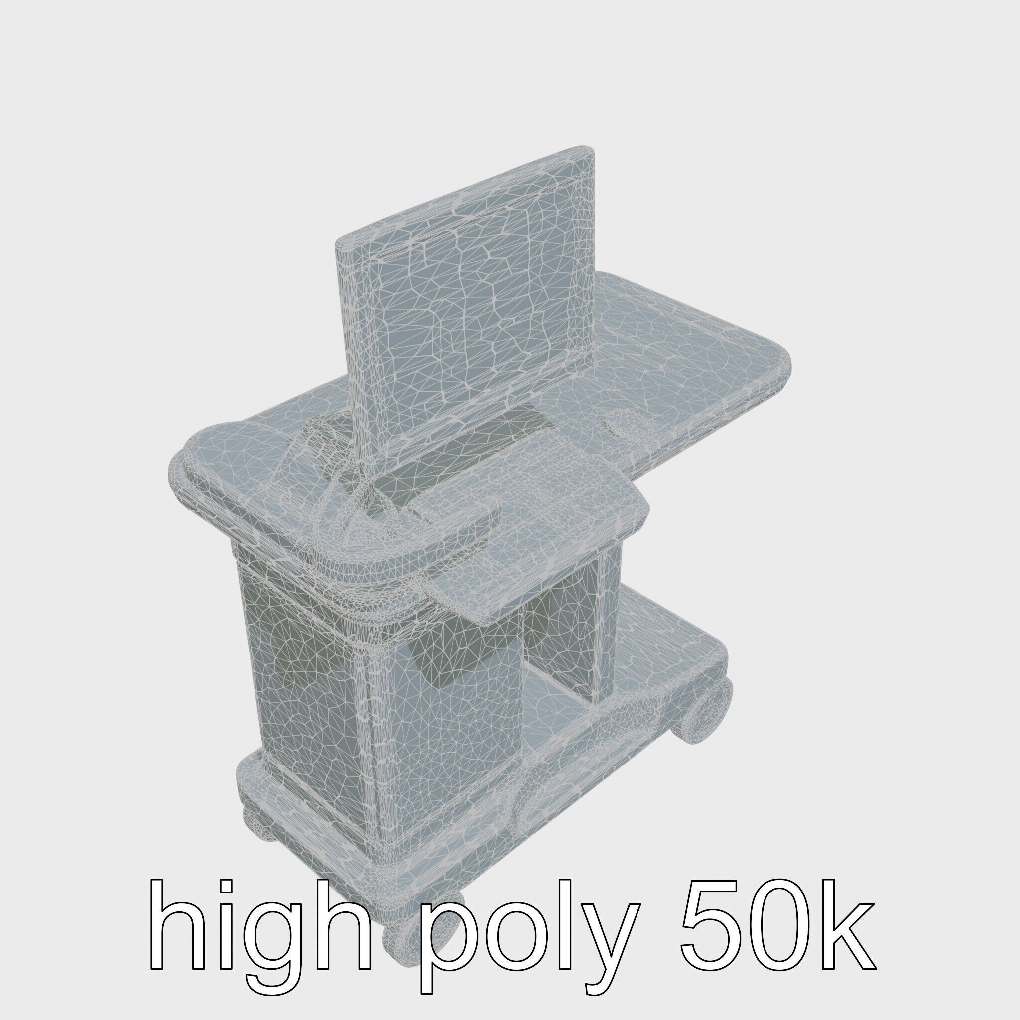 Healthcare Imaging Trolley with Swivel Screen Low-poly 3D model_33