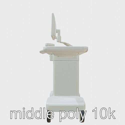 Healthcare Imaging Trolley with Swivel Screen Low-poly 3D model