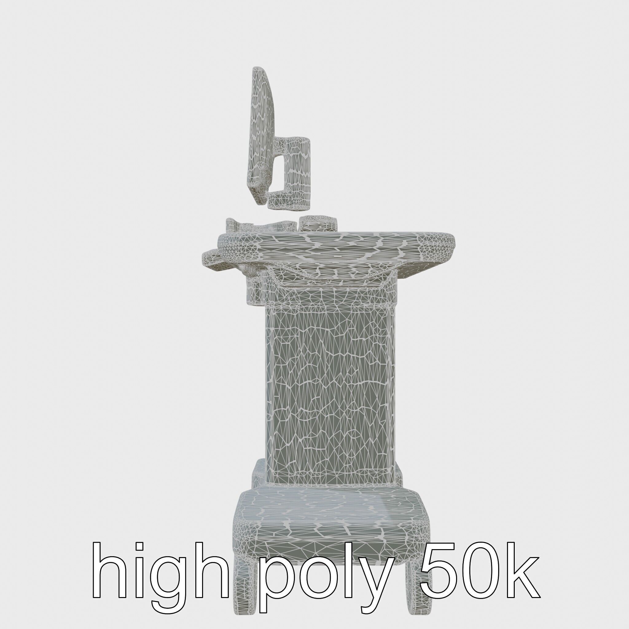 Healthcare Imaging Trolley with Swivel Screen Low-poly 3D model_8