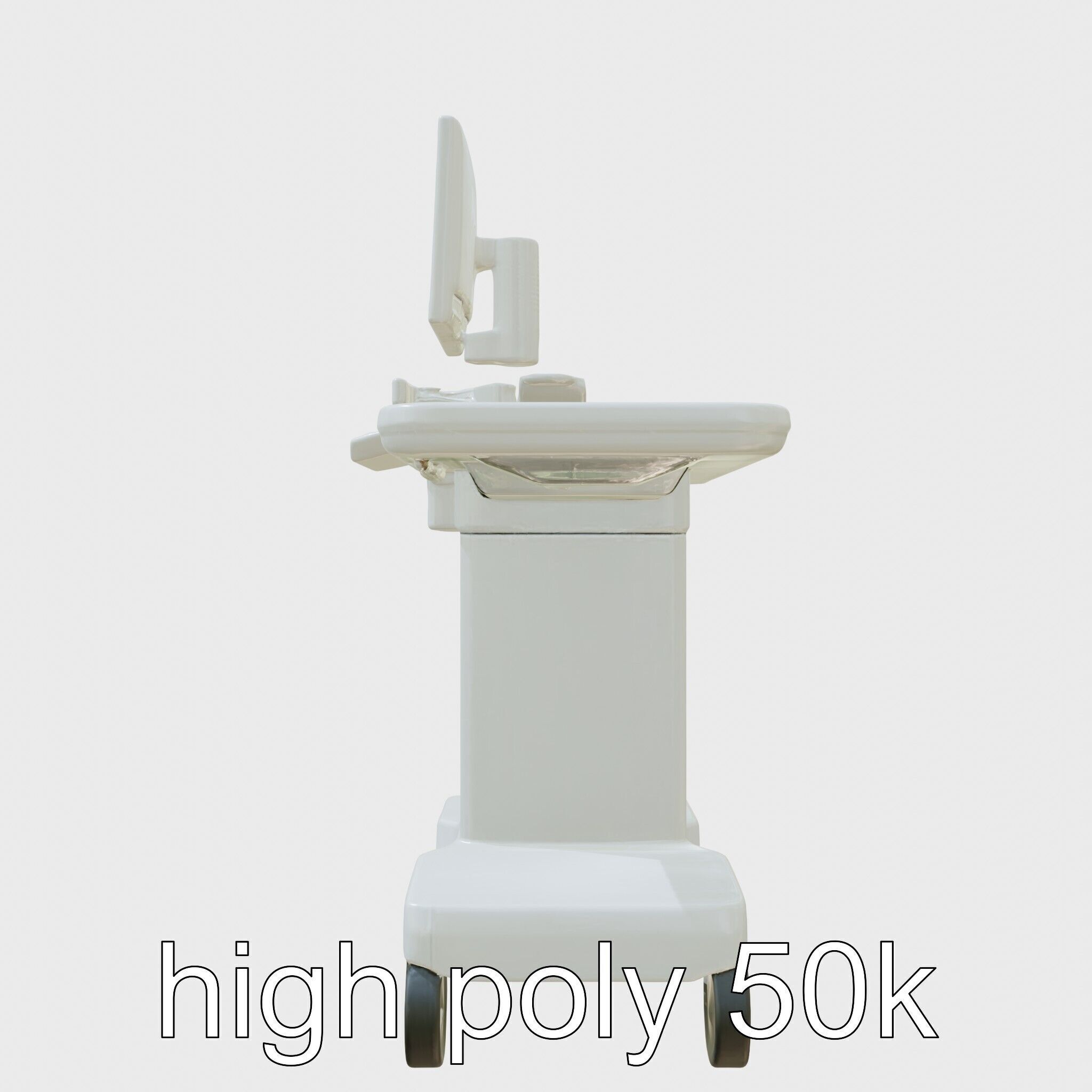 Healthcare Imaging Trolley with Swivel Screen Low-poly 3D model_5