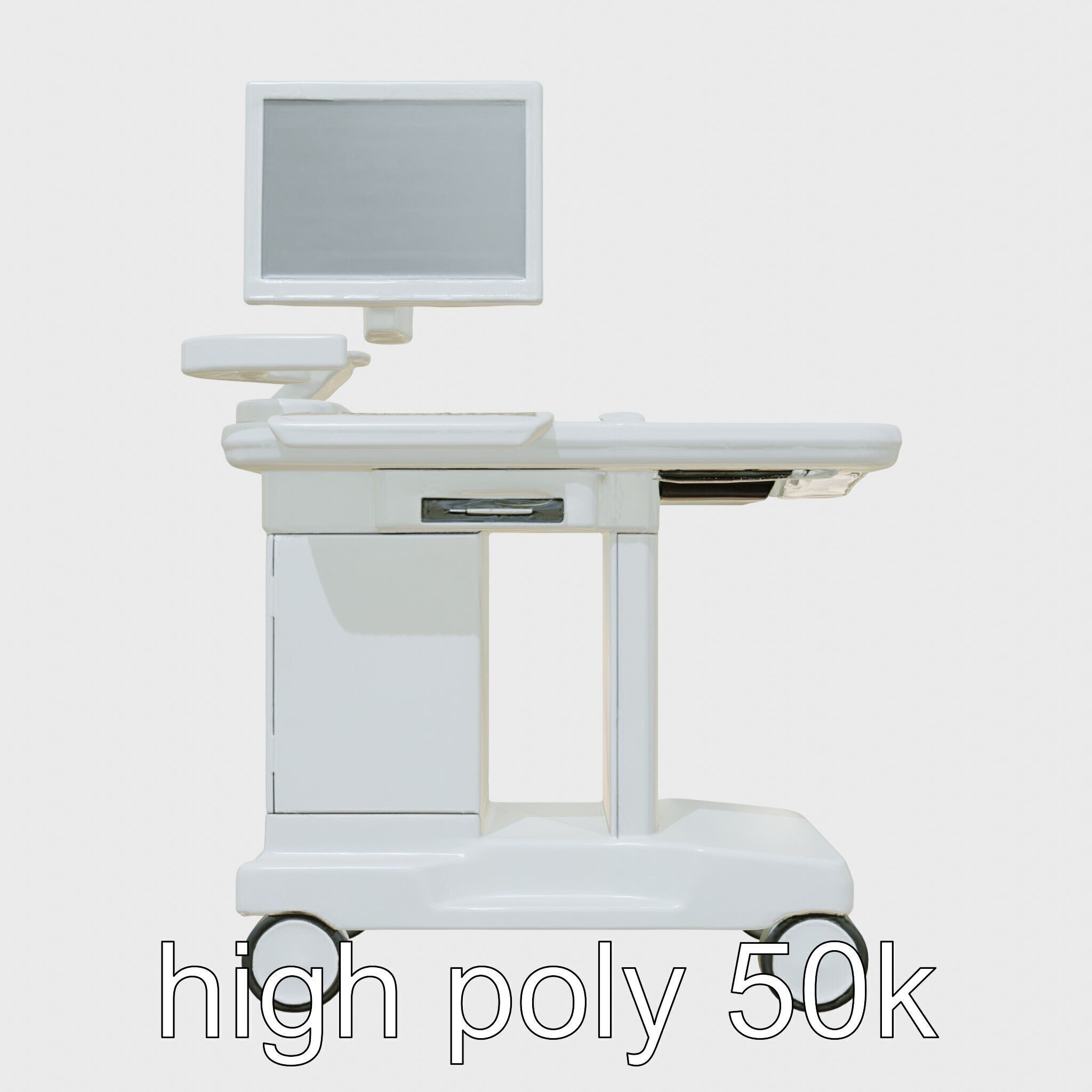 Healthcare Imaging Trolley with Swivel Screen Low-poly 3D model_22