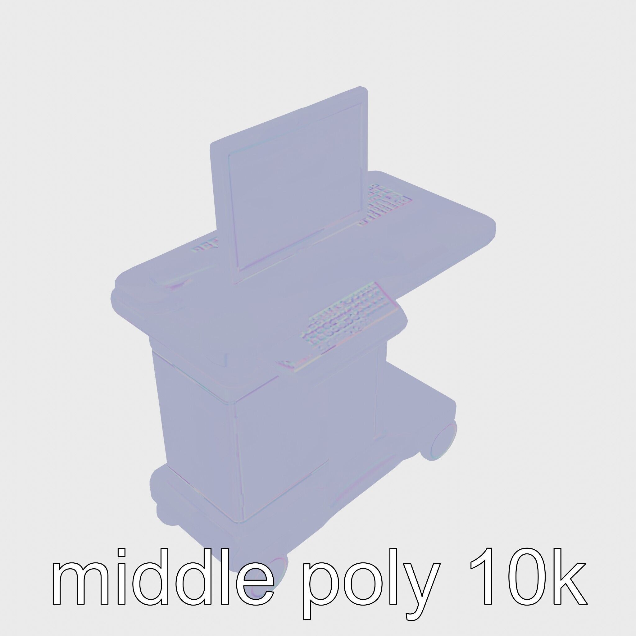 Healthcare Imaging Trolley with Swivel Screen Low-poly 3D model_23