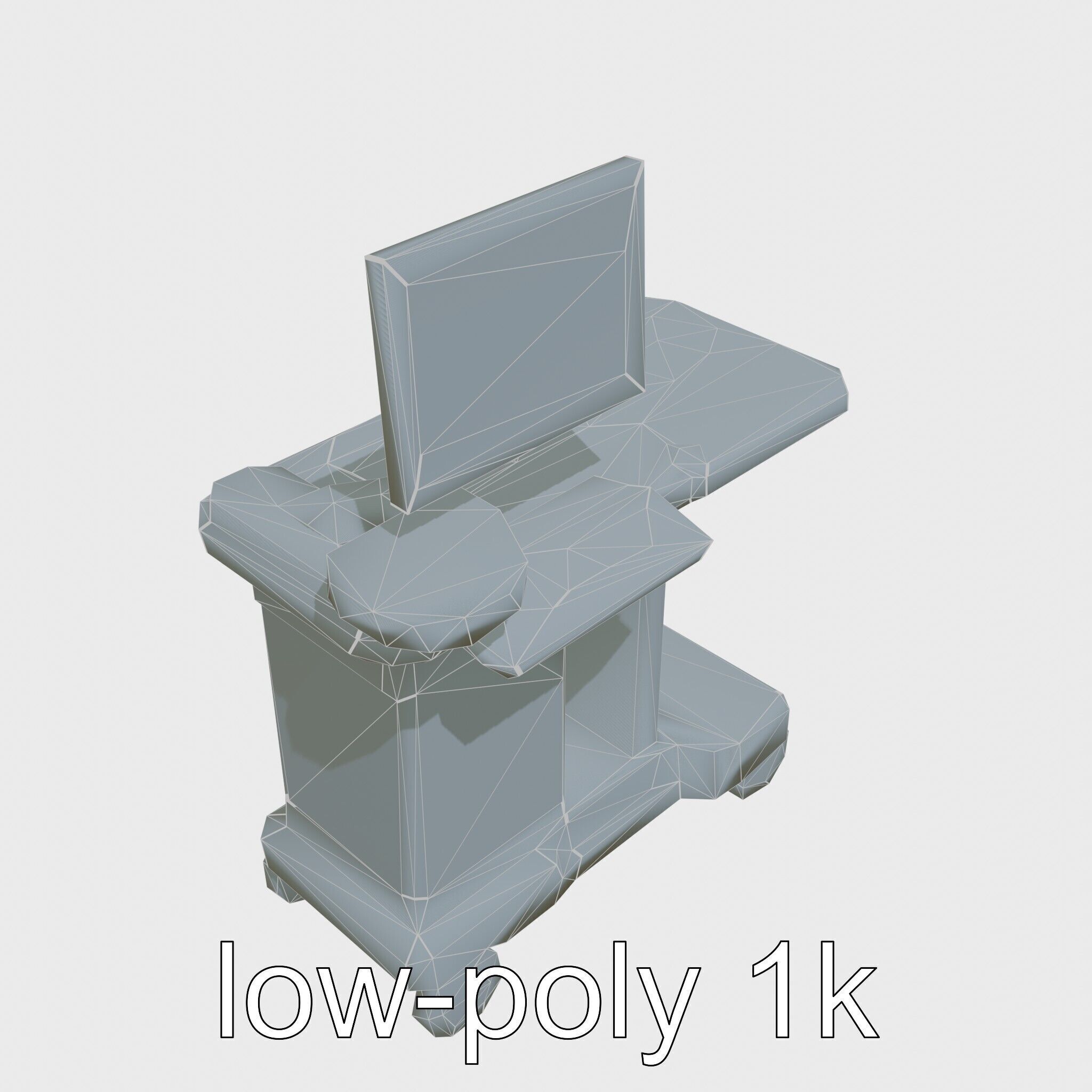 Healthcare Imaging Trolley with Swivel Screen Low-poly 3D model_25