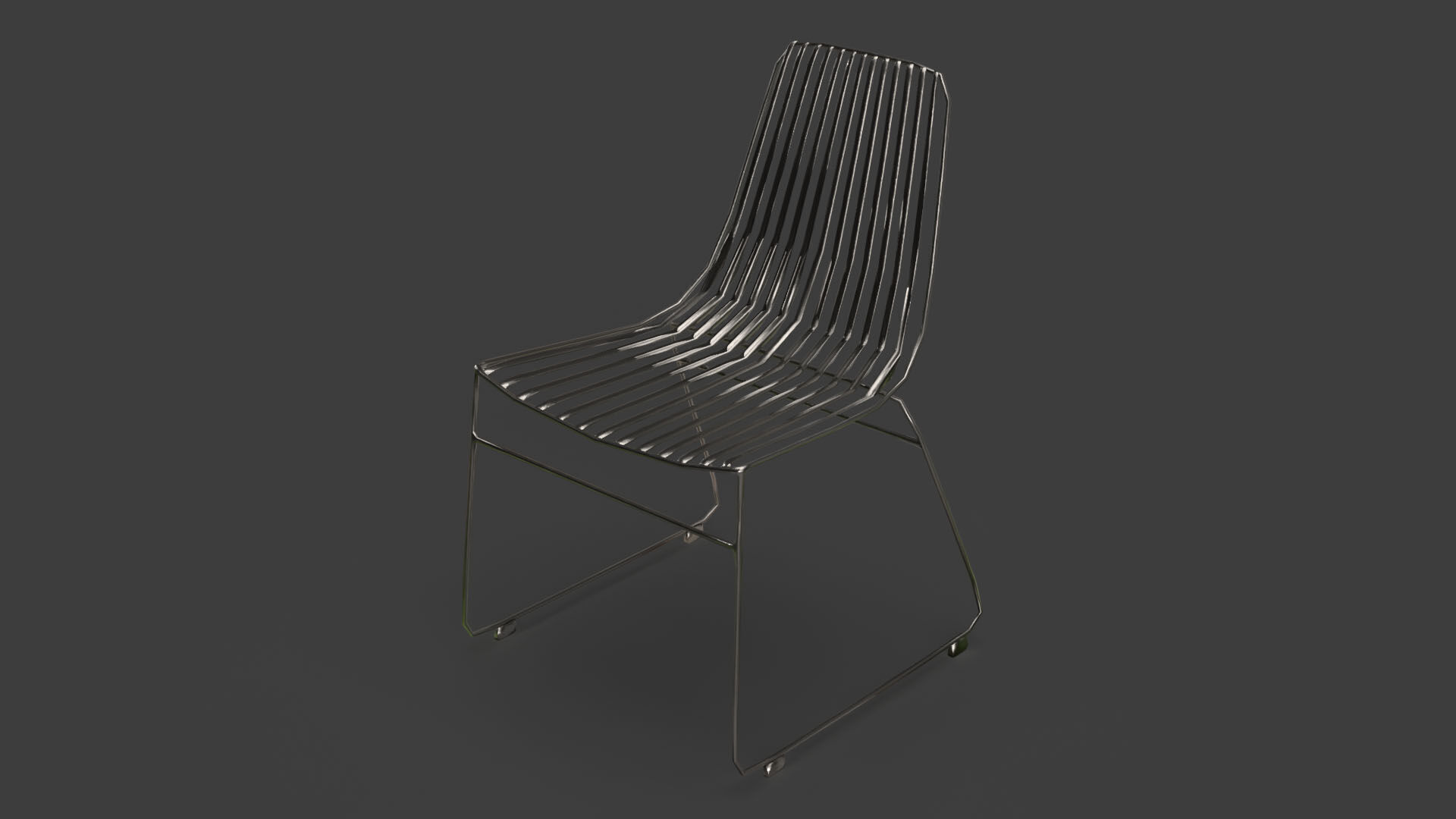 Metal Chair Low-poly 3D model_2