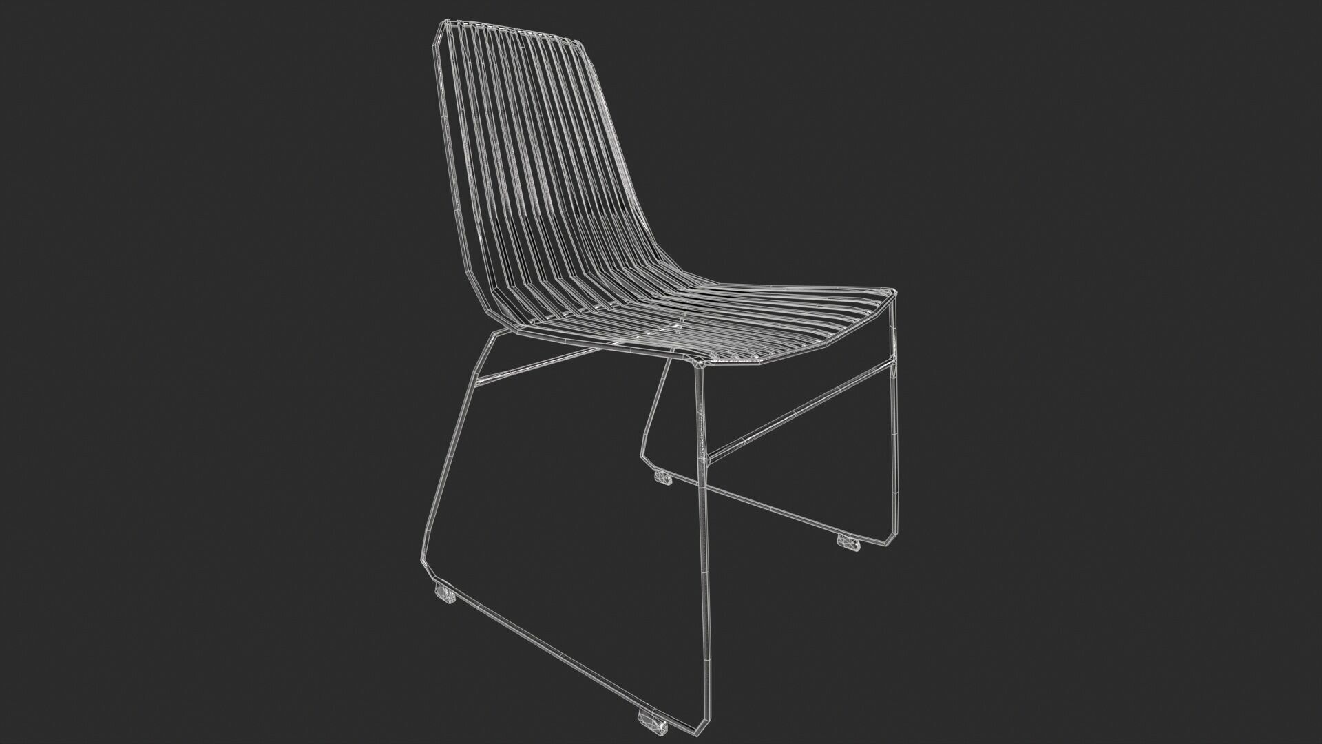Metal Chair Low-poly 3D model_8