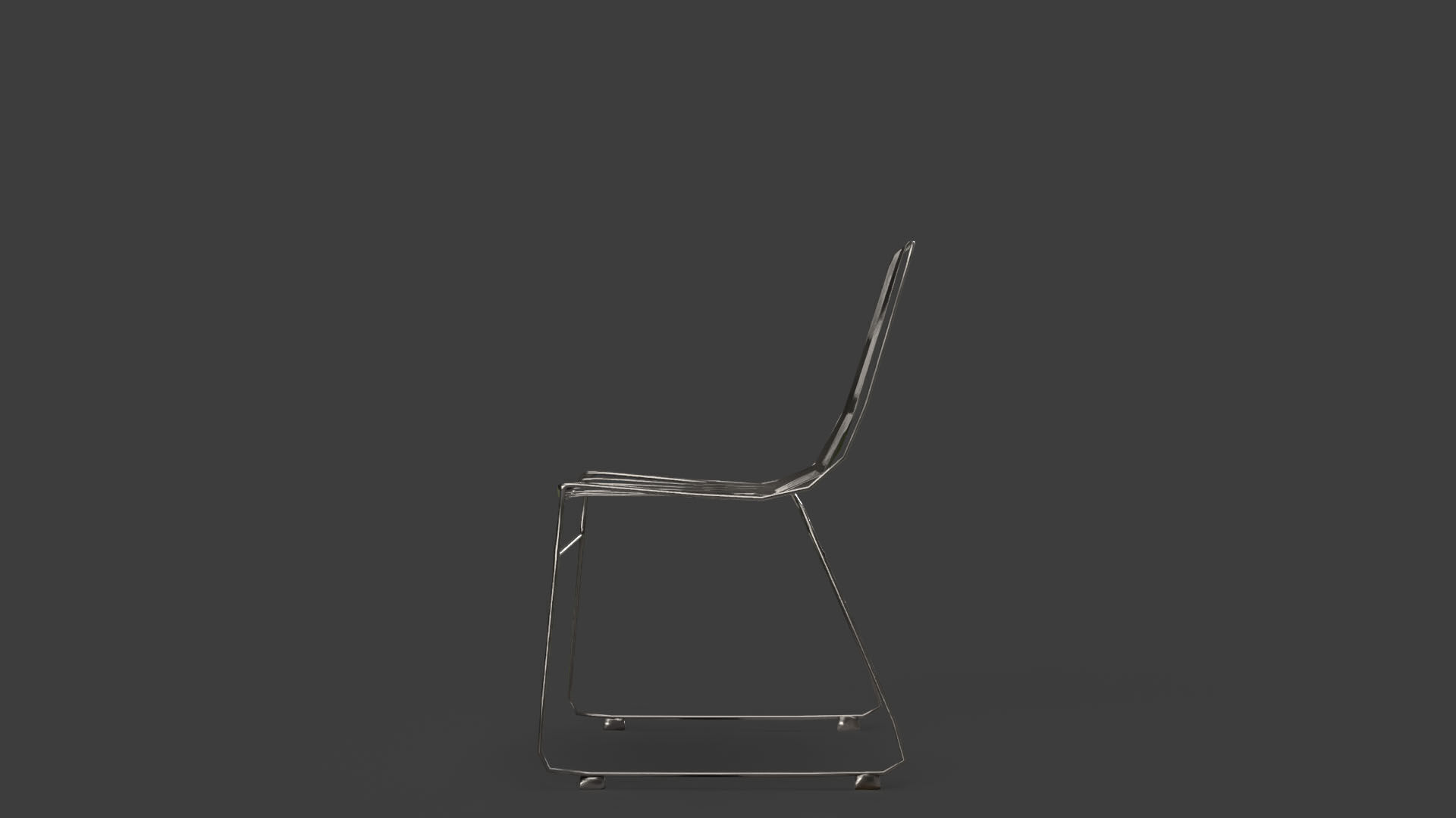Metal Chair Low-poly 3D model_4