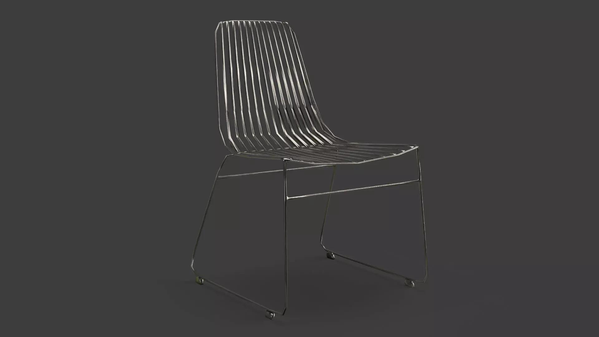 Metal Chair Low-poly 3D model_0