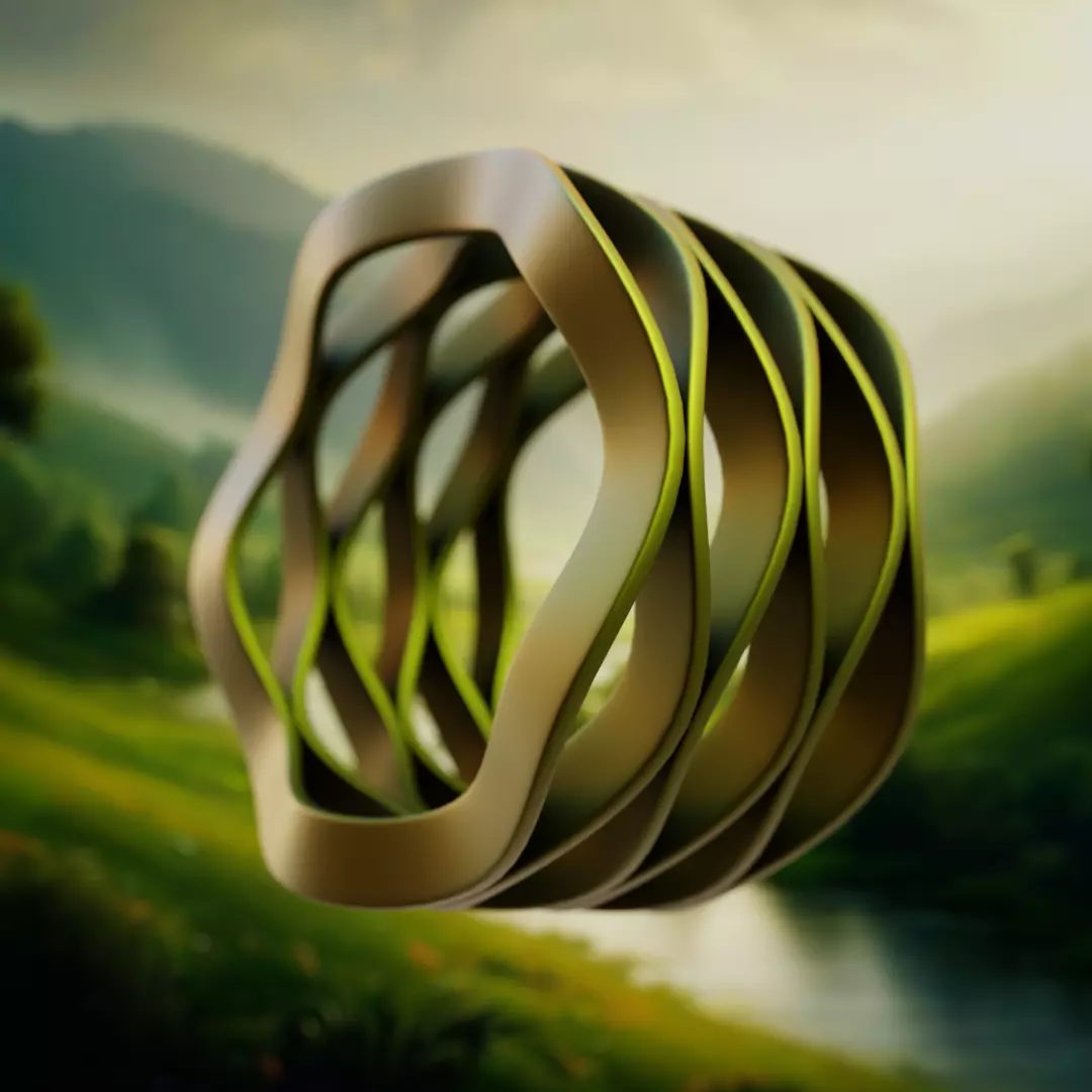 Organic Wave Ring - Multi-Band Sculptural Jewelry 3D Print 25 3D print model