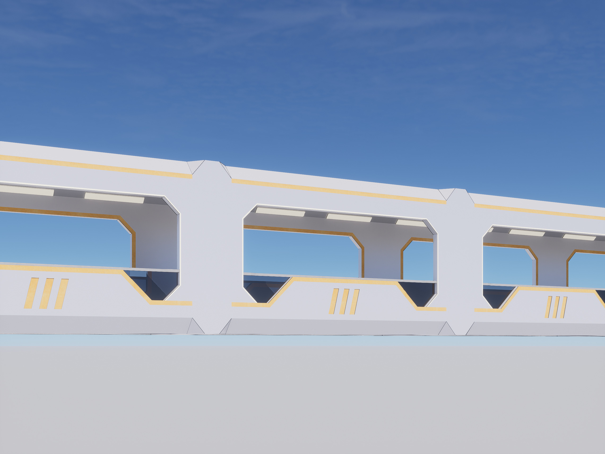 Sci-fi Modular Elevated Walkway Bridge 3D model_7