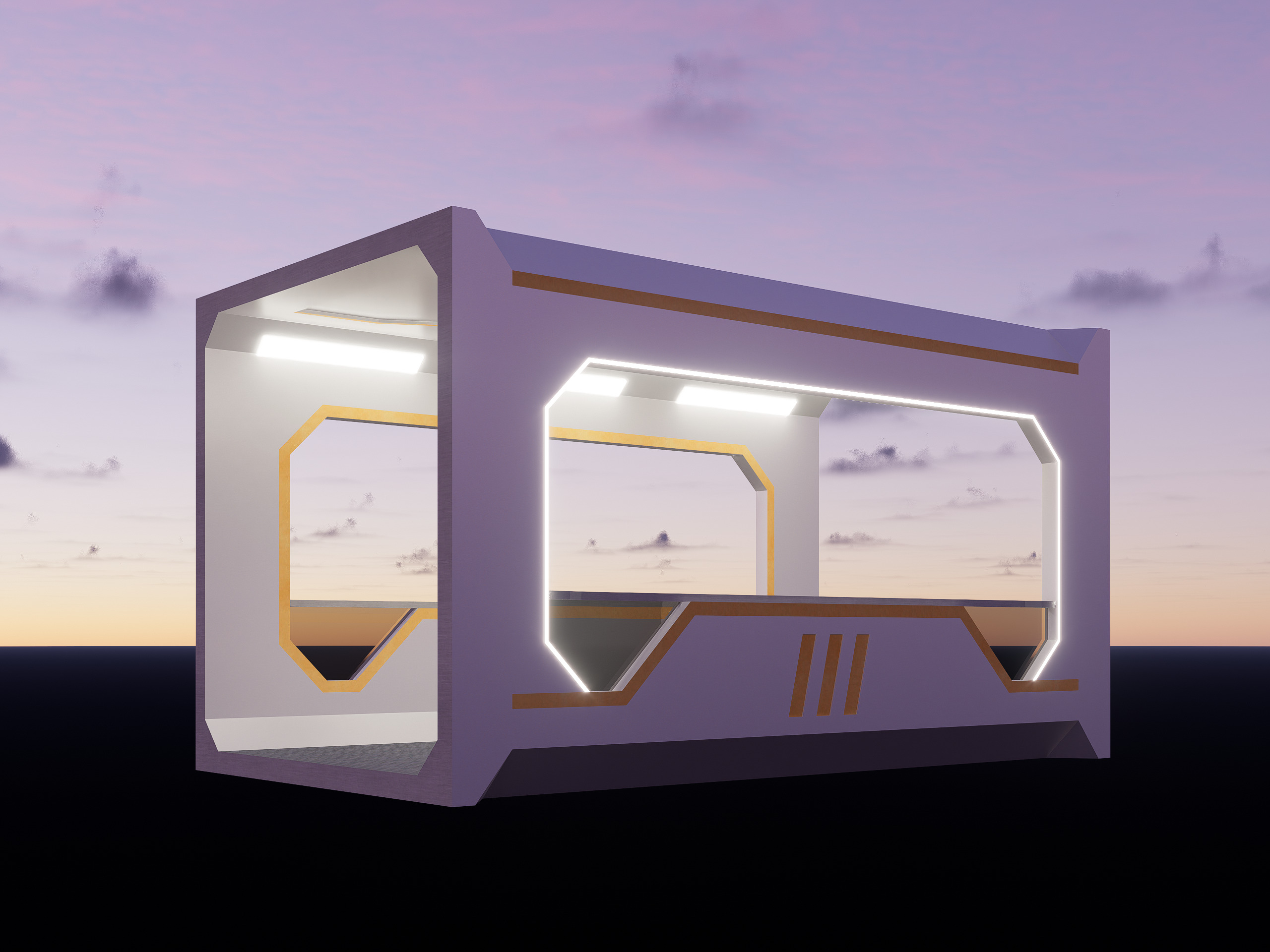 Sci-fi Modular Elevated Walkway Bridge 3D model_6