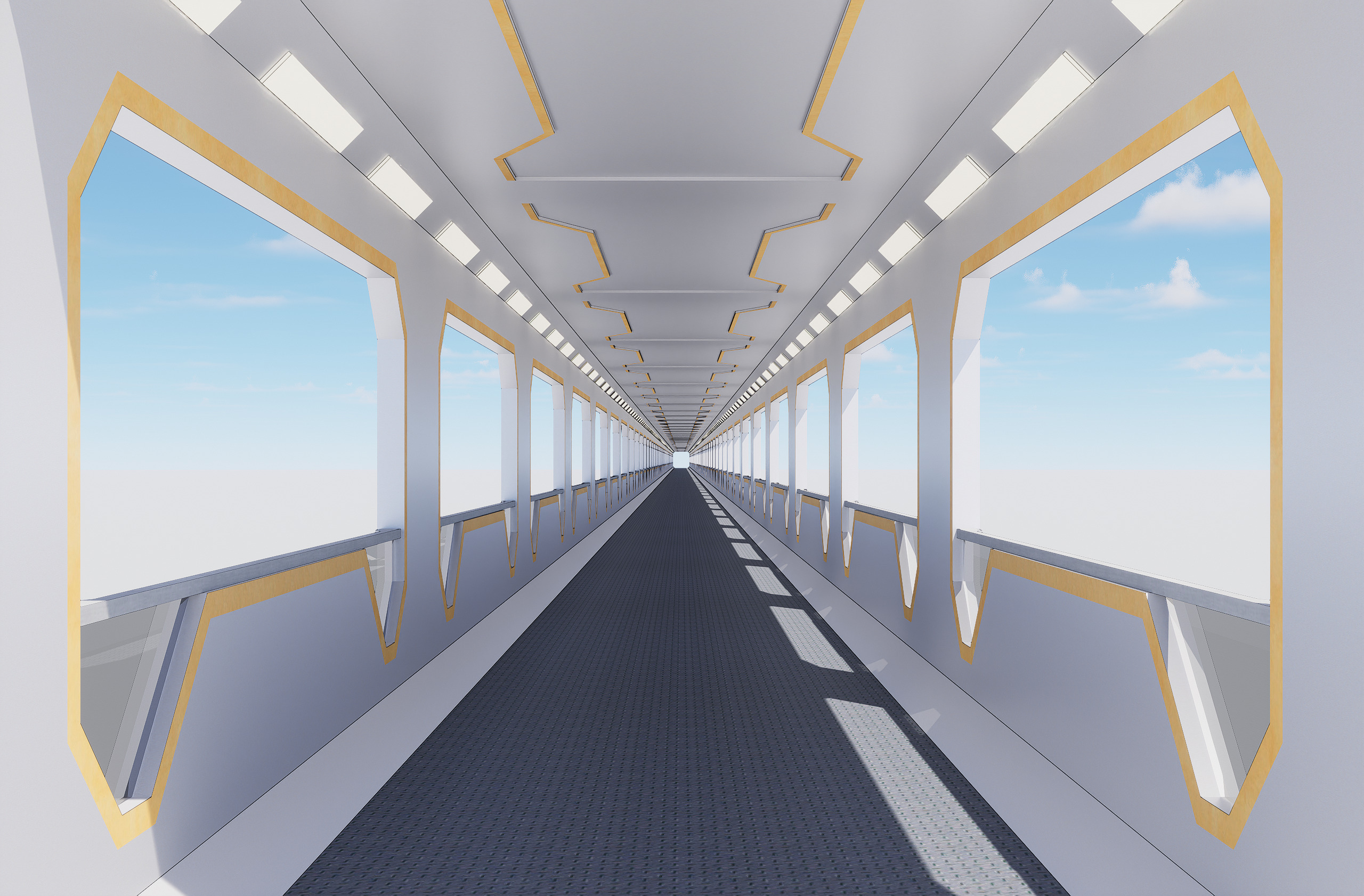 Sci-fi Modular Elevated Walkway Bridge 3D model_2