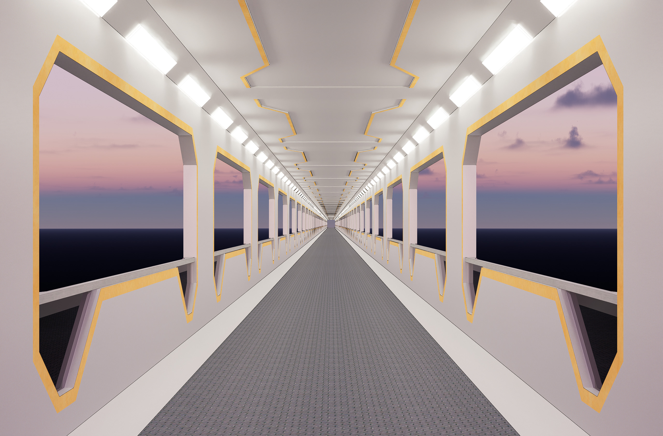 Sci-fi Modular Elevated Walkway Bridge 3D model_3