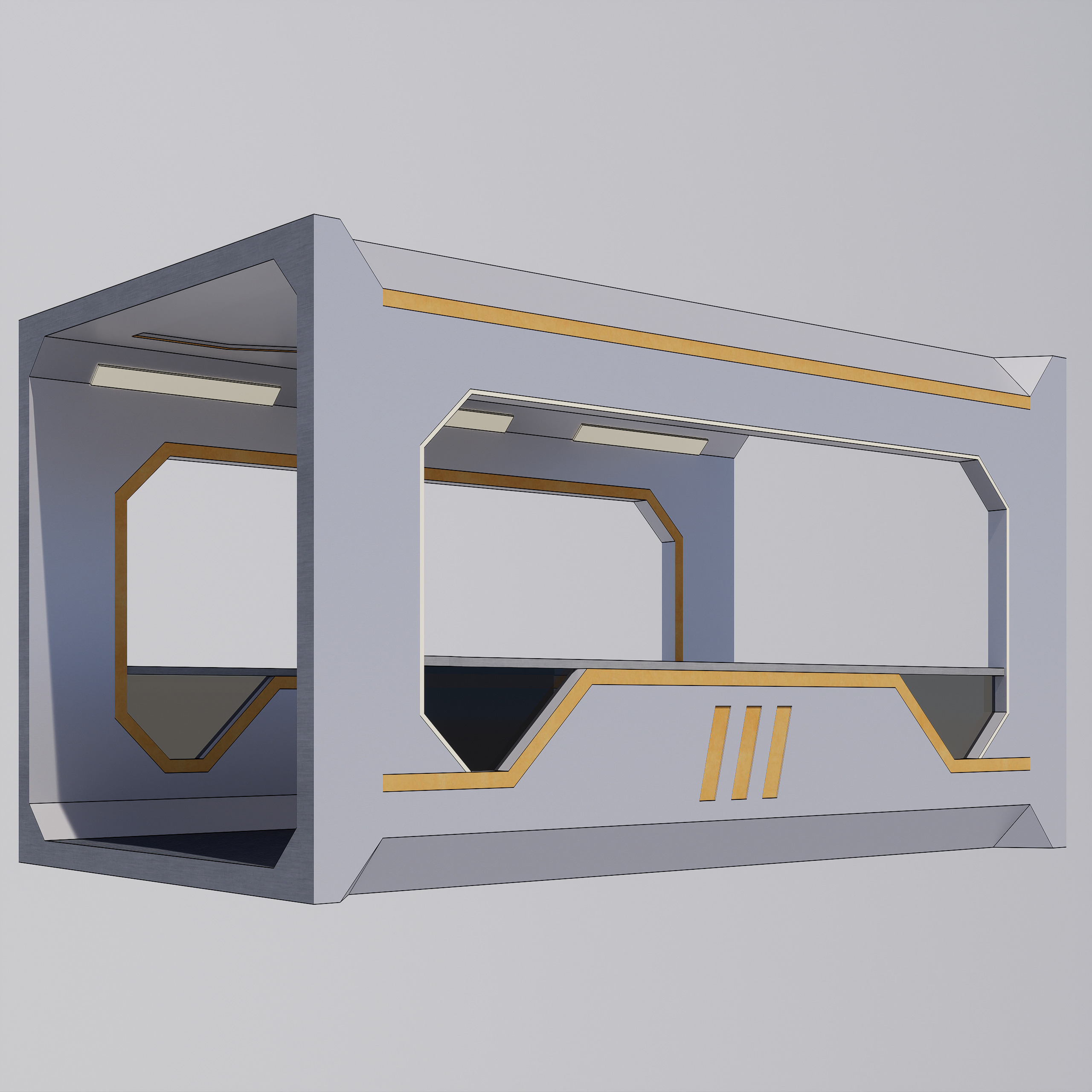 Sci-fi Modular Elevated Walkway Bridge 3D model_1