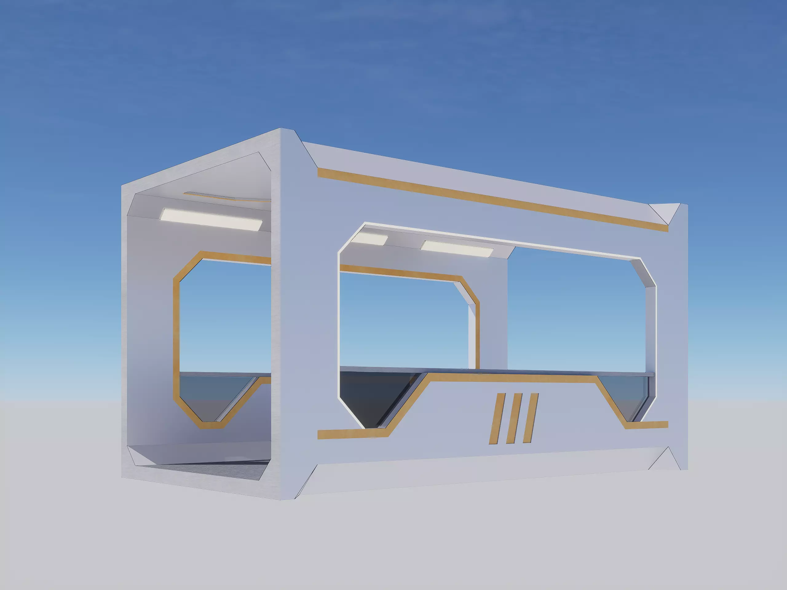 Sci-fi Modular Elevated Walkway Bridge 3D model_0