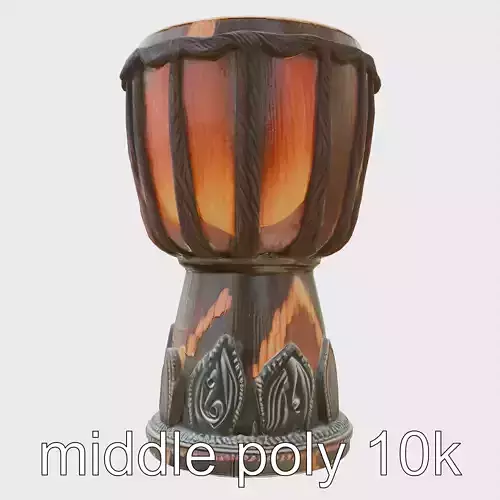 AfroCaribbean Drum Detailed Wooden Sculpture