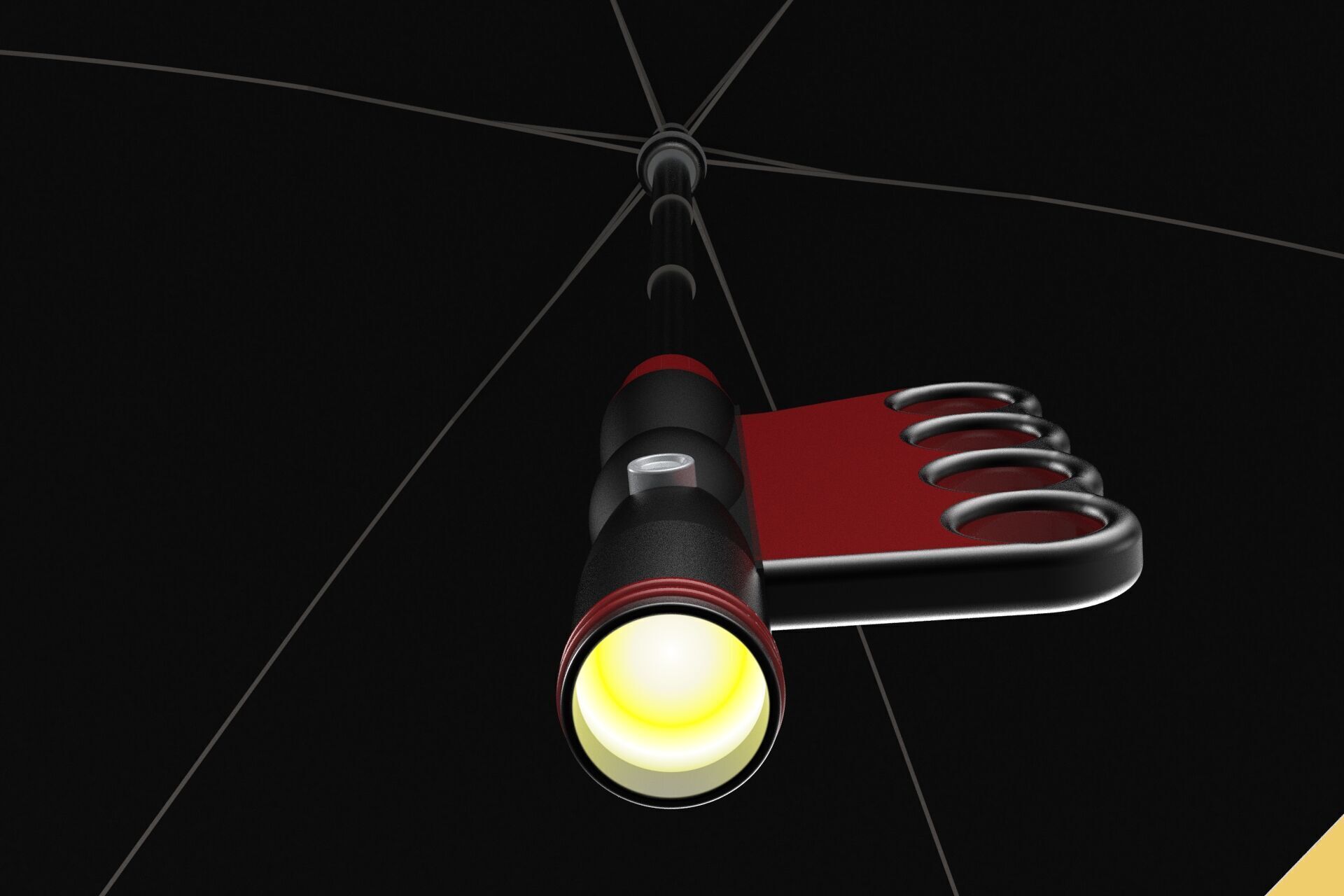 FLASHLIGHT ERGO UMBRELLA SAFE FINGERHOLE GRIP TEXTING RAIN TORCH 3D model_1