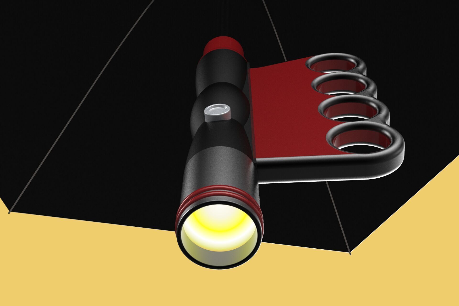 FLASHLIGHT ERGO UMBRELLA SAFE FINGERHOLE GRIP TEXTING RAIN TORCH 3D model_2