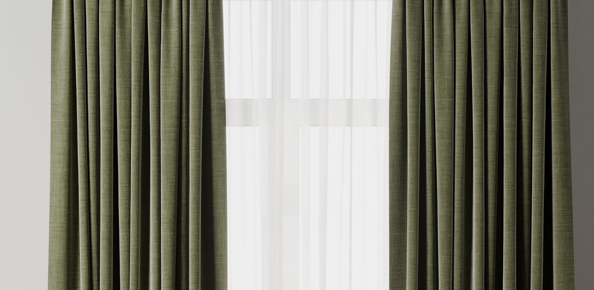 Curtain with rod 19 Green curtain HBH Low-poly 3D model_10