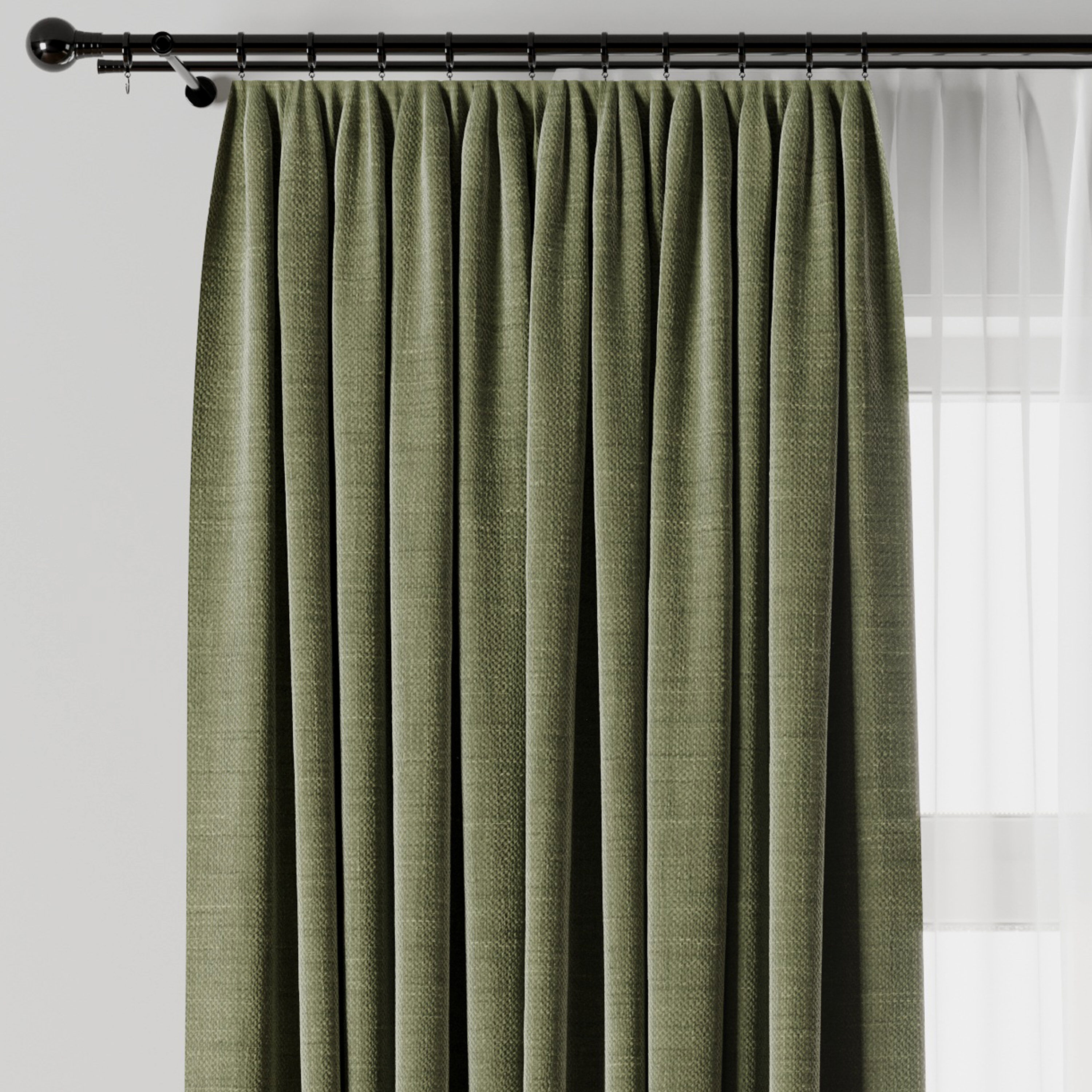 Curtain with rod 19 Green curtain HBH Low-poly 3D model_3