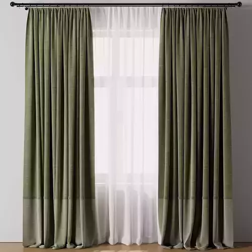 Curtain with rod 19 Green curtain HBH