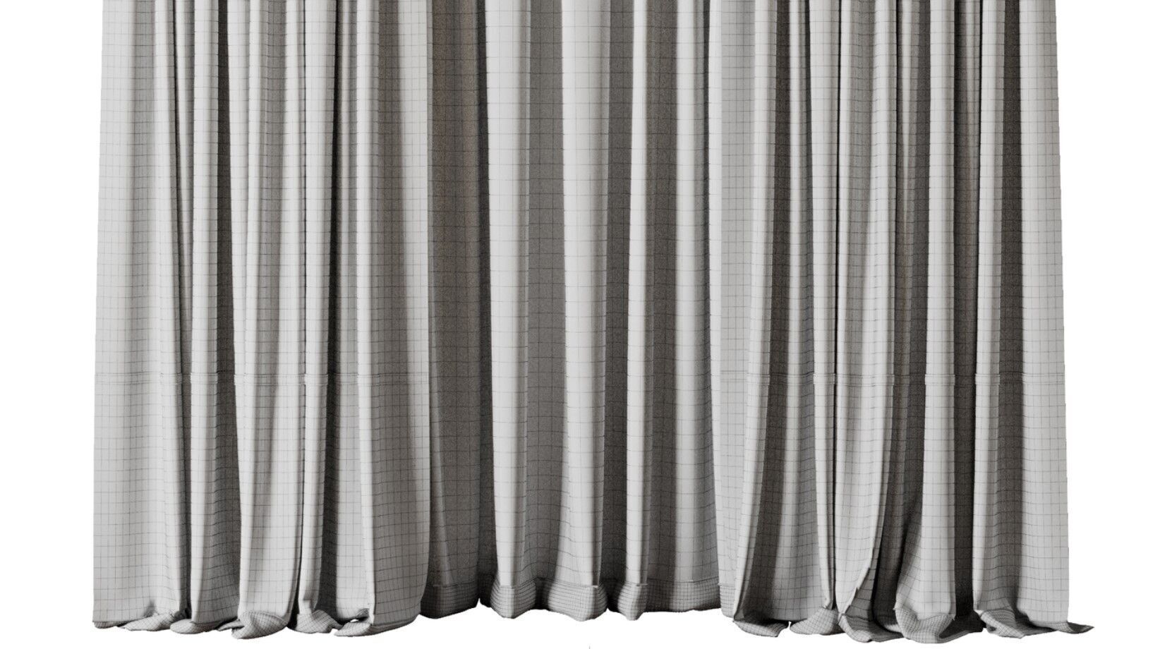 Curtain with rod 19 Green curtain HBH Low-poly 3D model_8