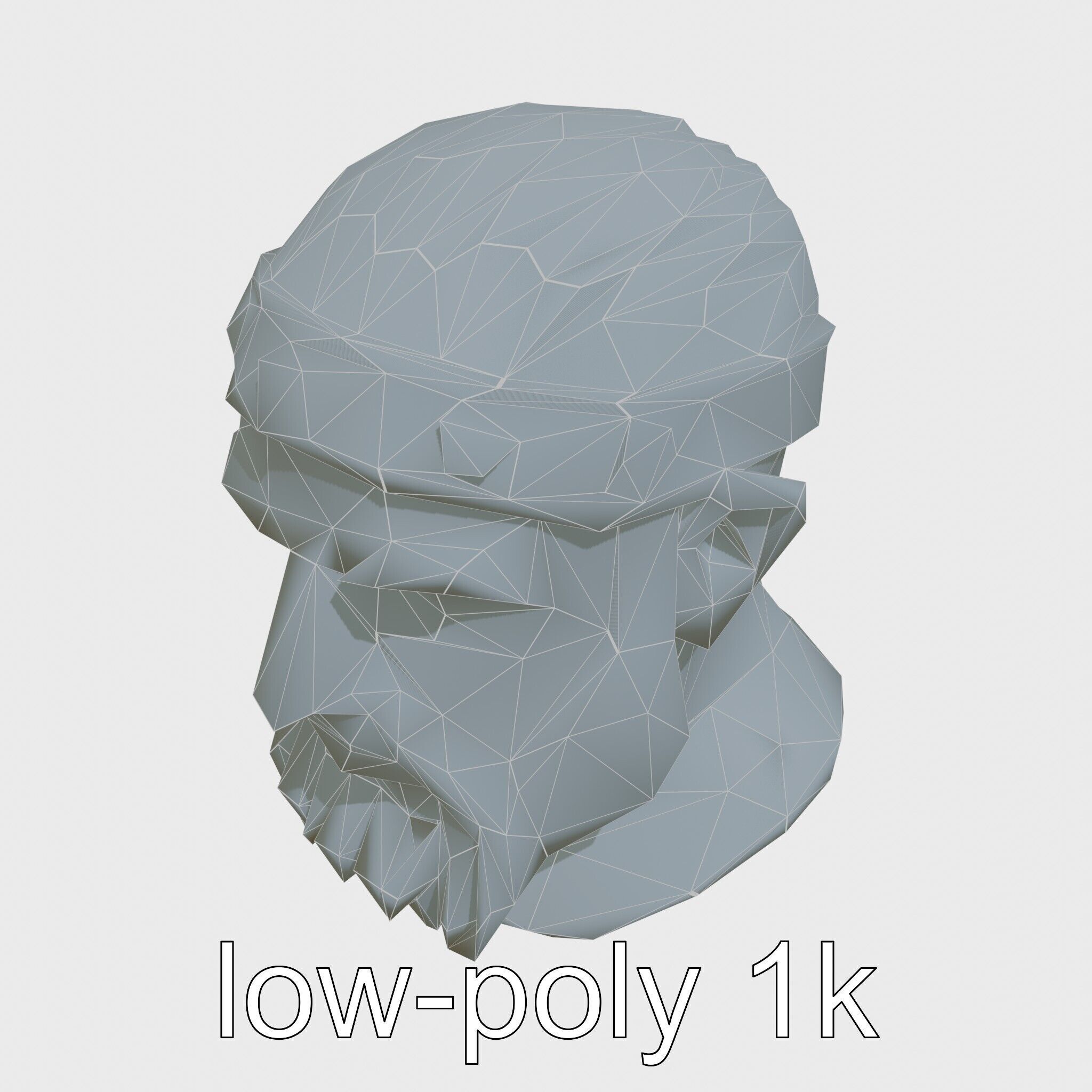 Ancient Warrior Bust Sculpture Low-poly 3D model_18