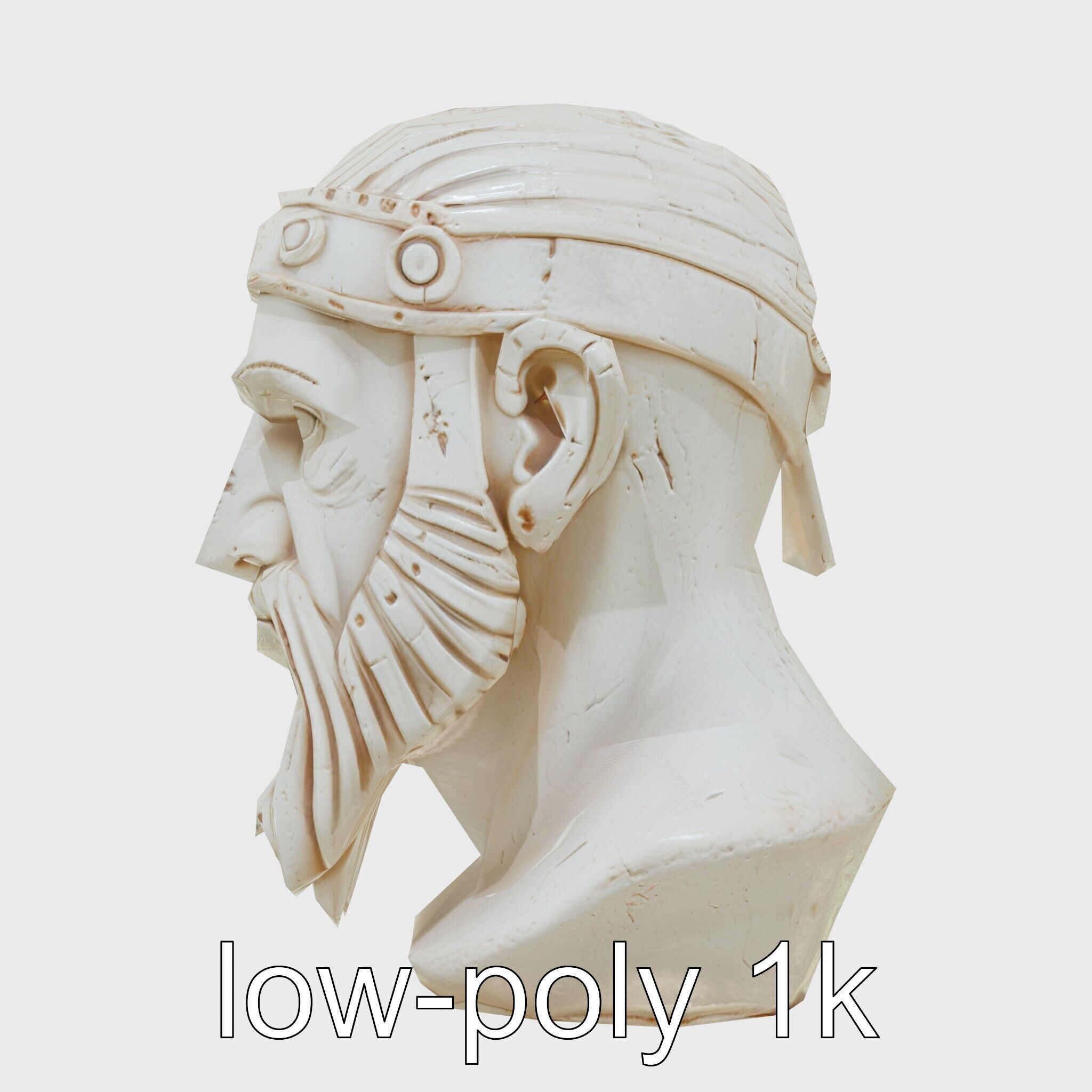 Ancient Warrior Bust Sculpture Low-poly 3D model_19