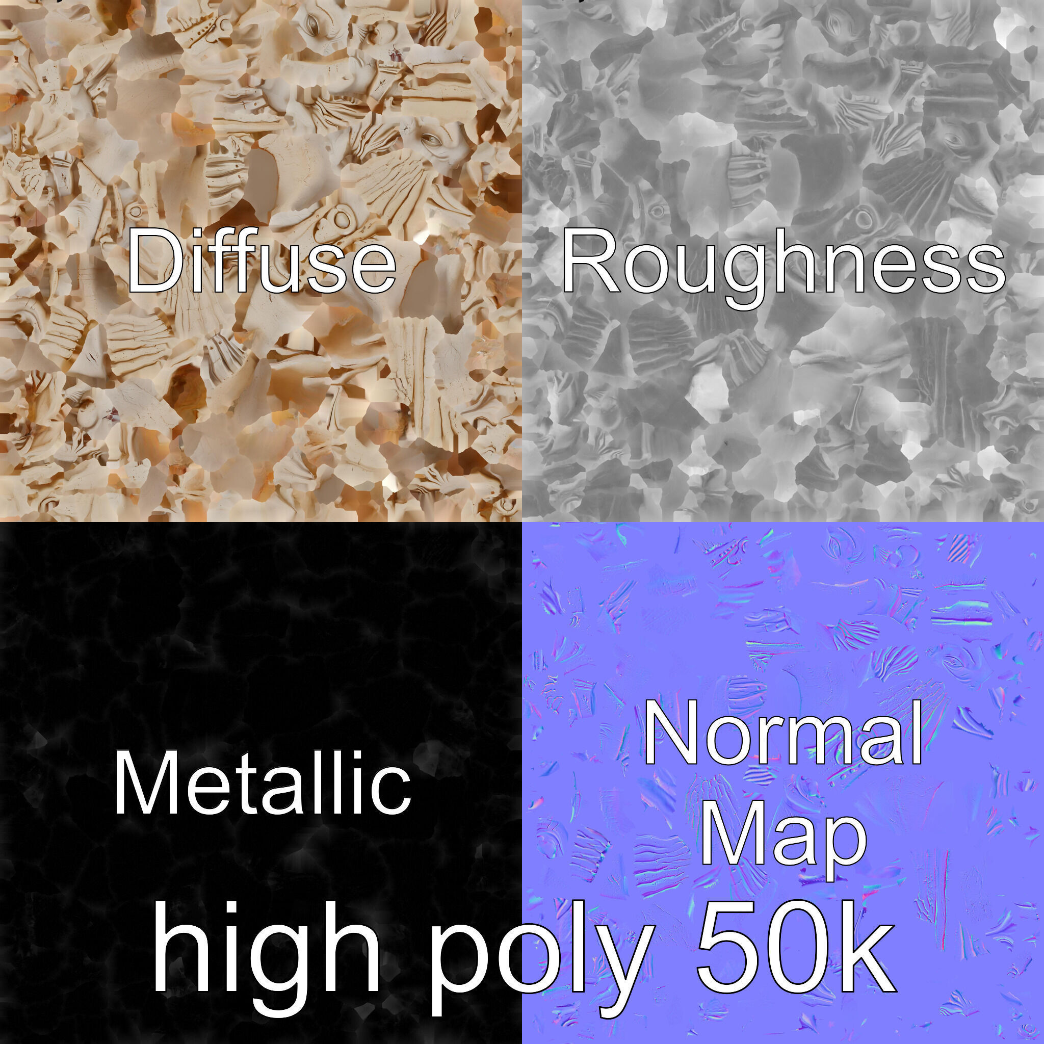 Ancient Warrior Bust Sculpture Low-poly 3D model_33