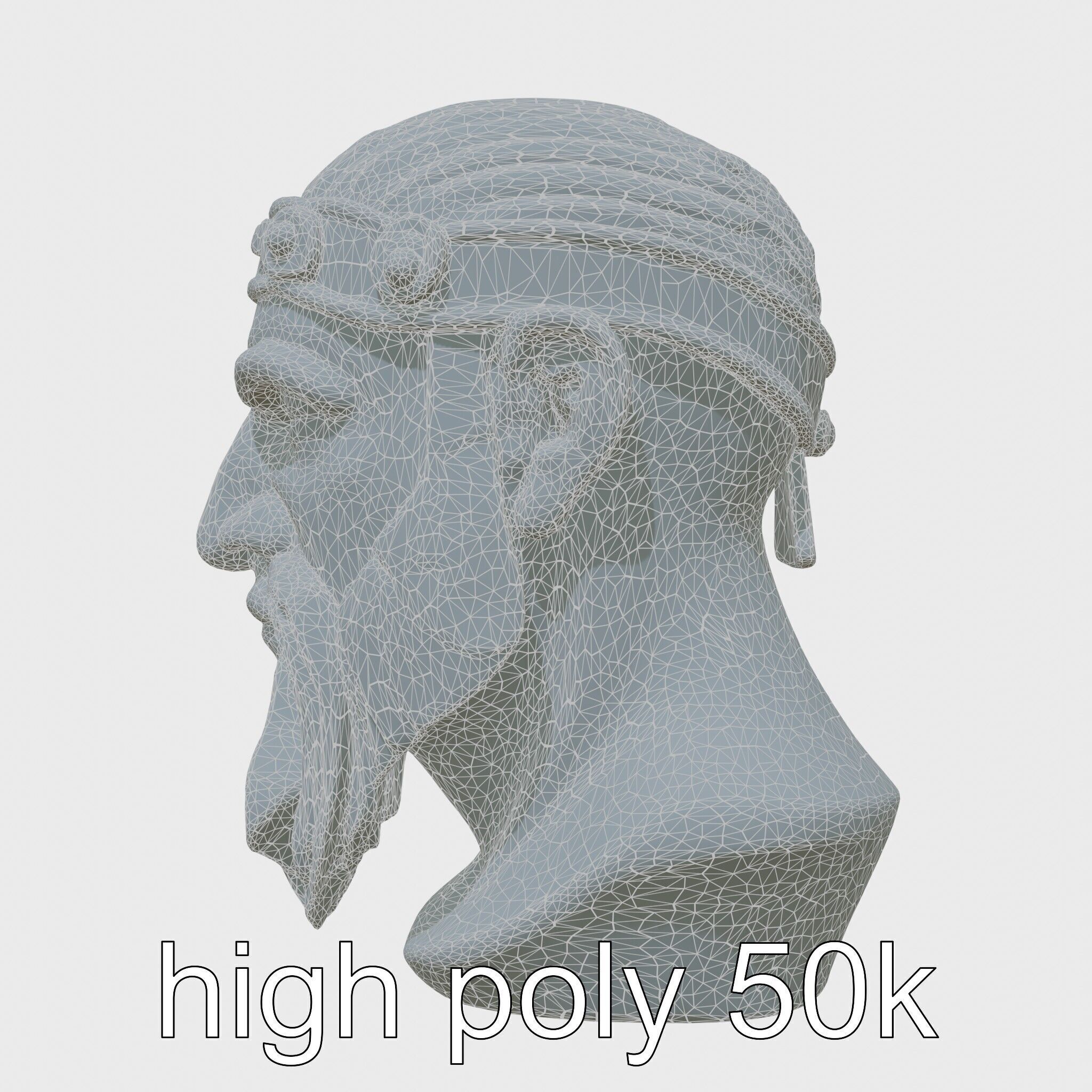 Ancient Warrior Bust Sculpture Low-poly 3D model_31