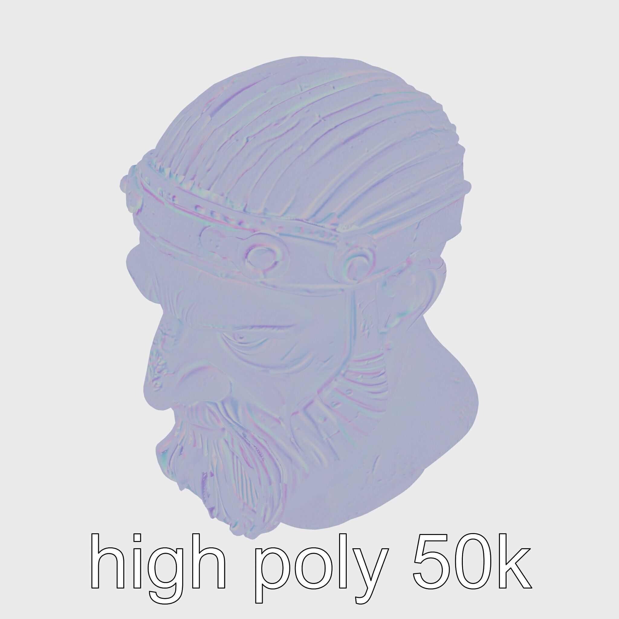 Ancient Warrior Bust Sculpture Low-poly 3D model_22