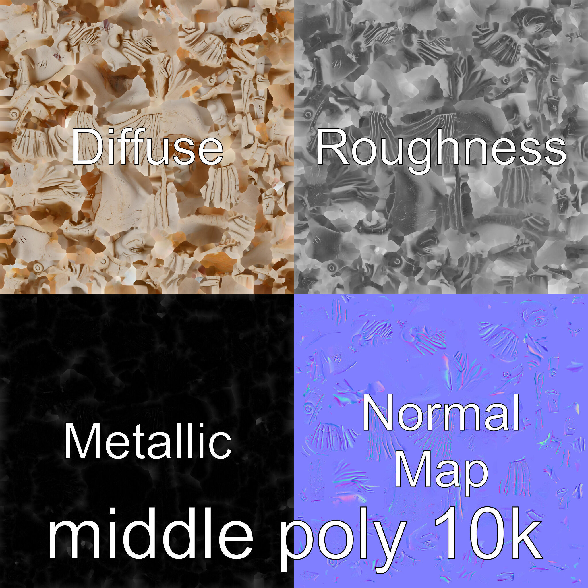 Ancient Warrior Bust Sculpture Low-poly 3D model_29