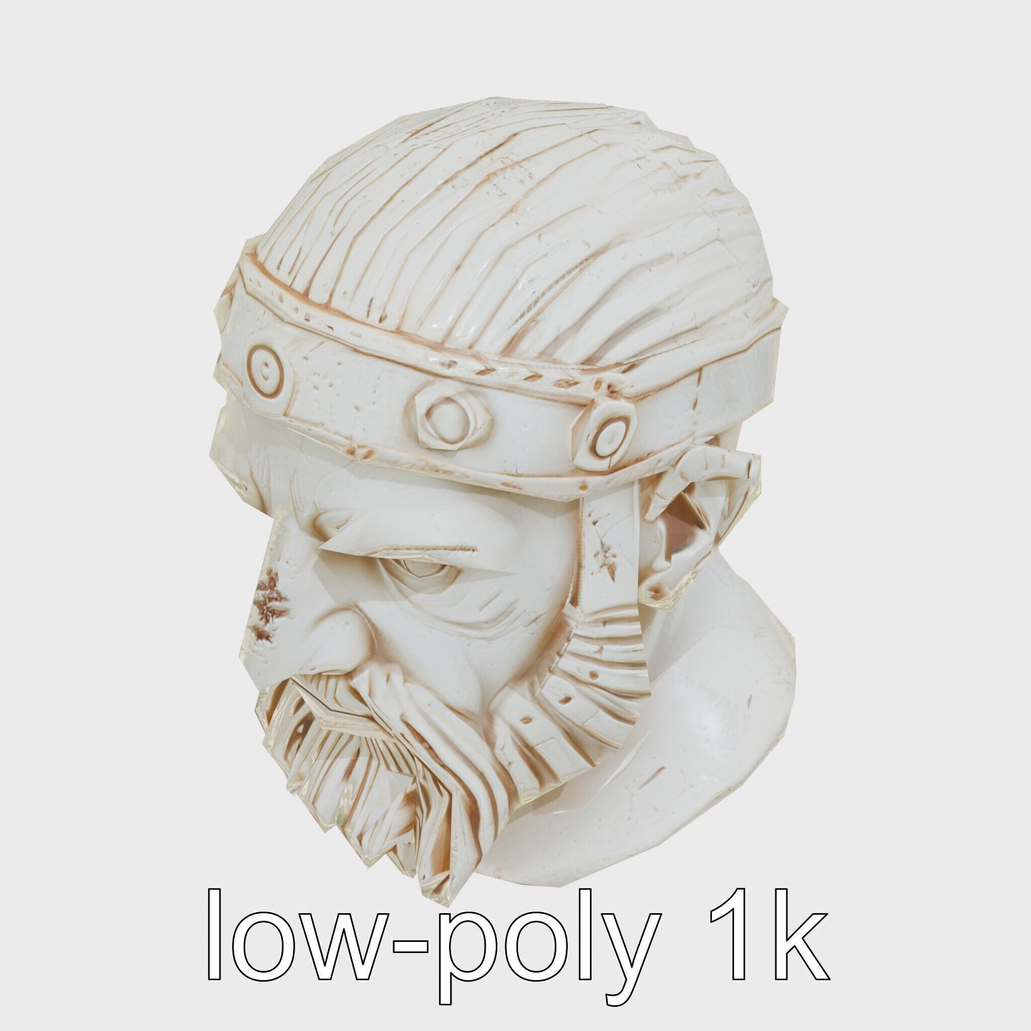 Ancient Warrior Bust Sculpture Low-poly 3D model_14