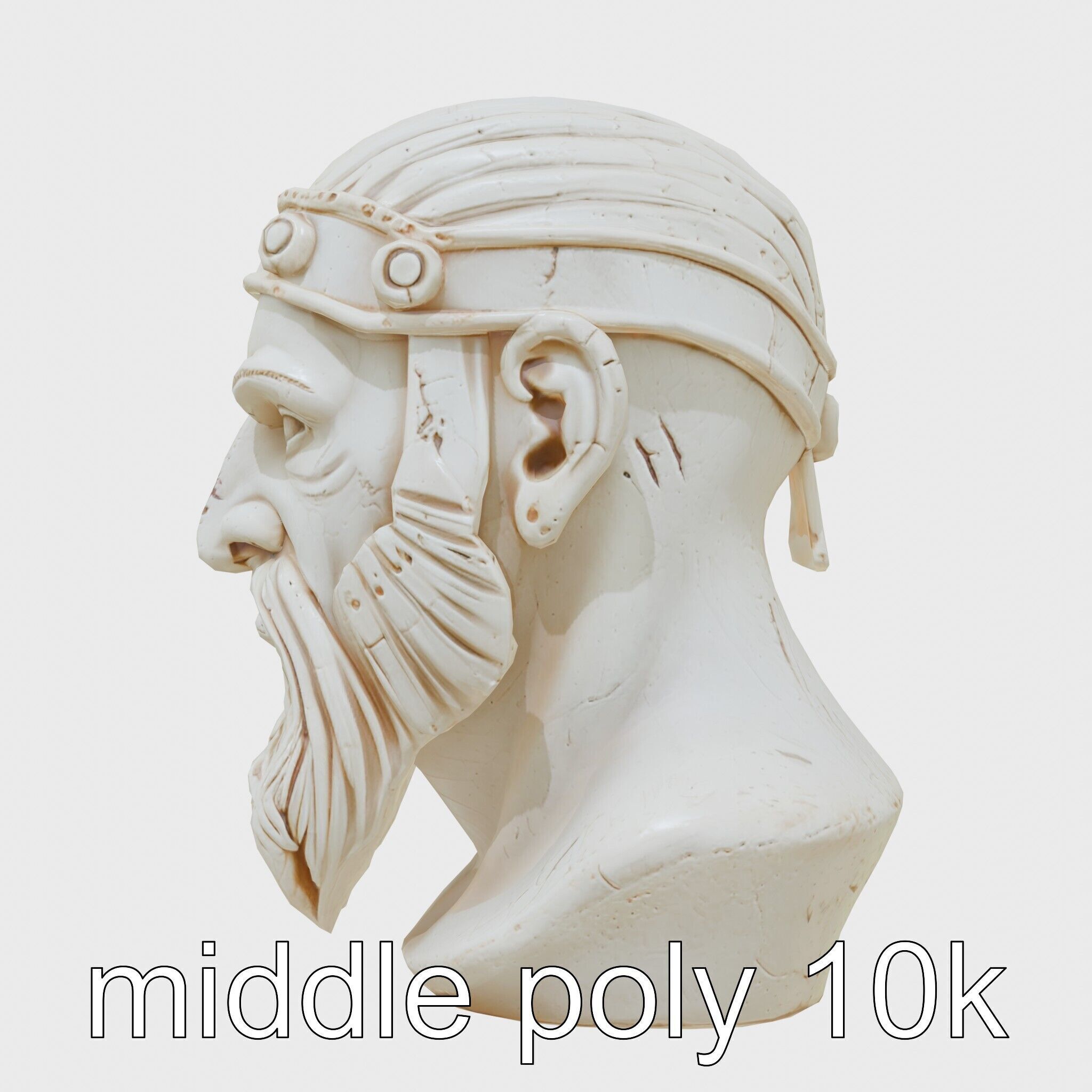 Ancient Warrior Bust Sculpture Low-poly 3D model_20