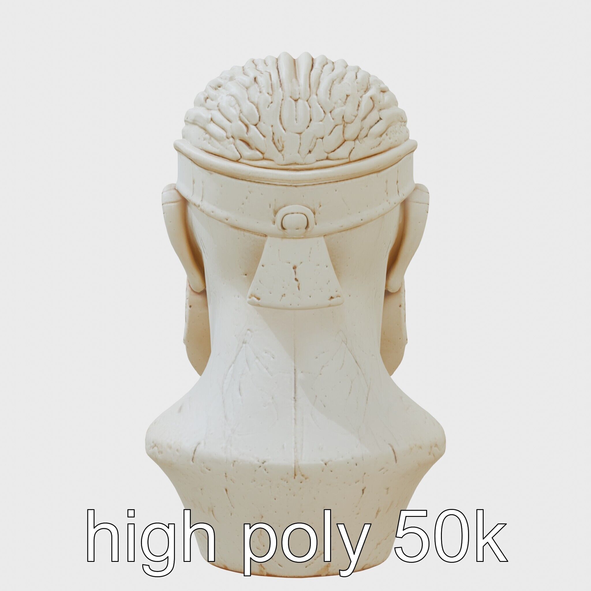 Ancient Warrior Bust Sculpture Low-poly 3D model_5