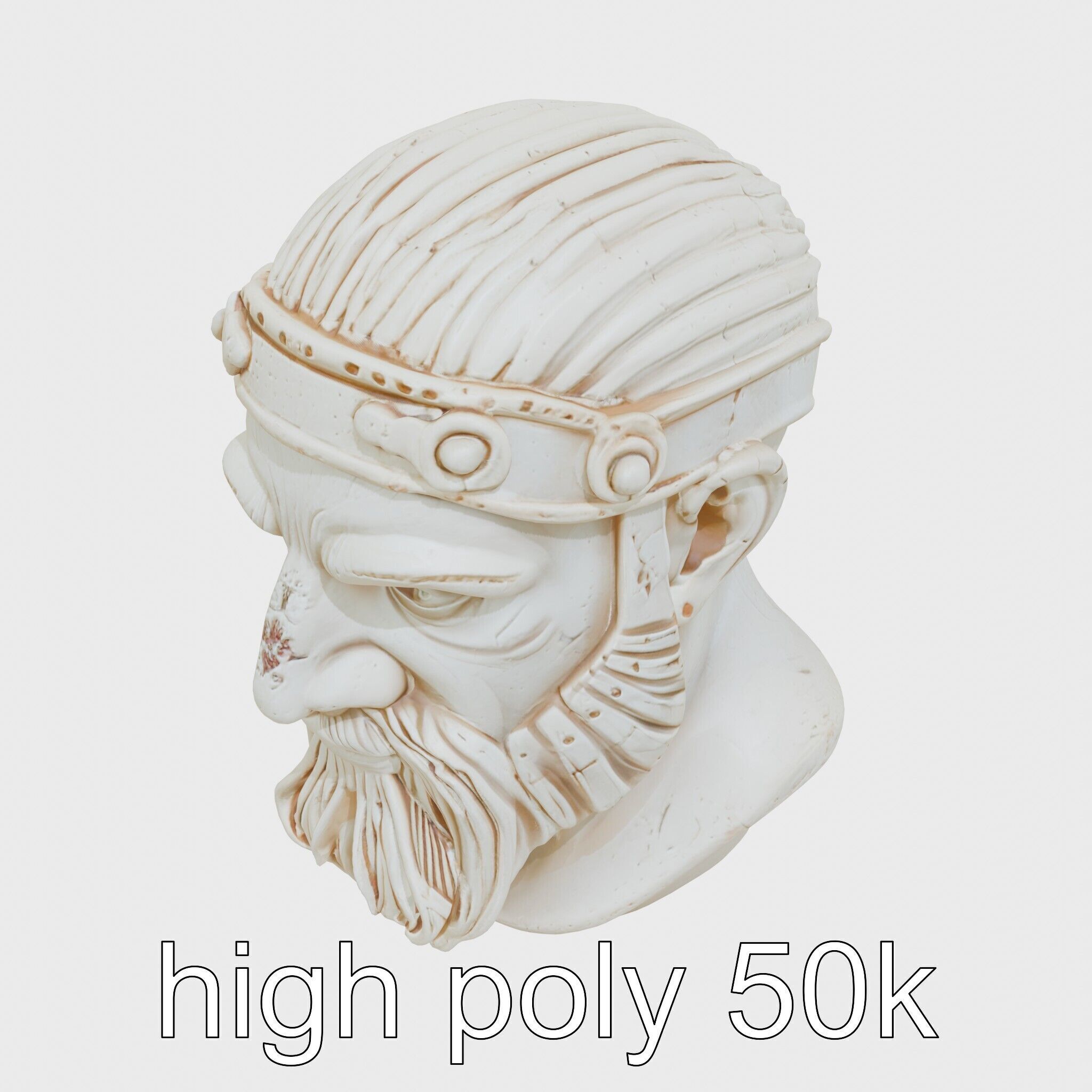 Ancient Warrior Bust Sculpture Low-poly 3D model_11