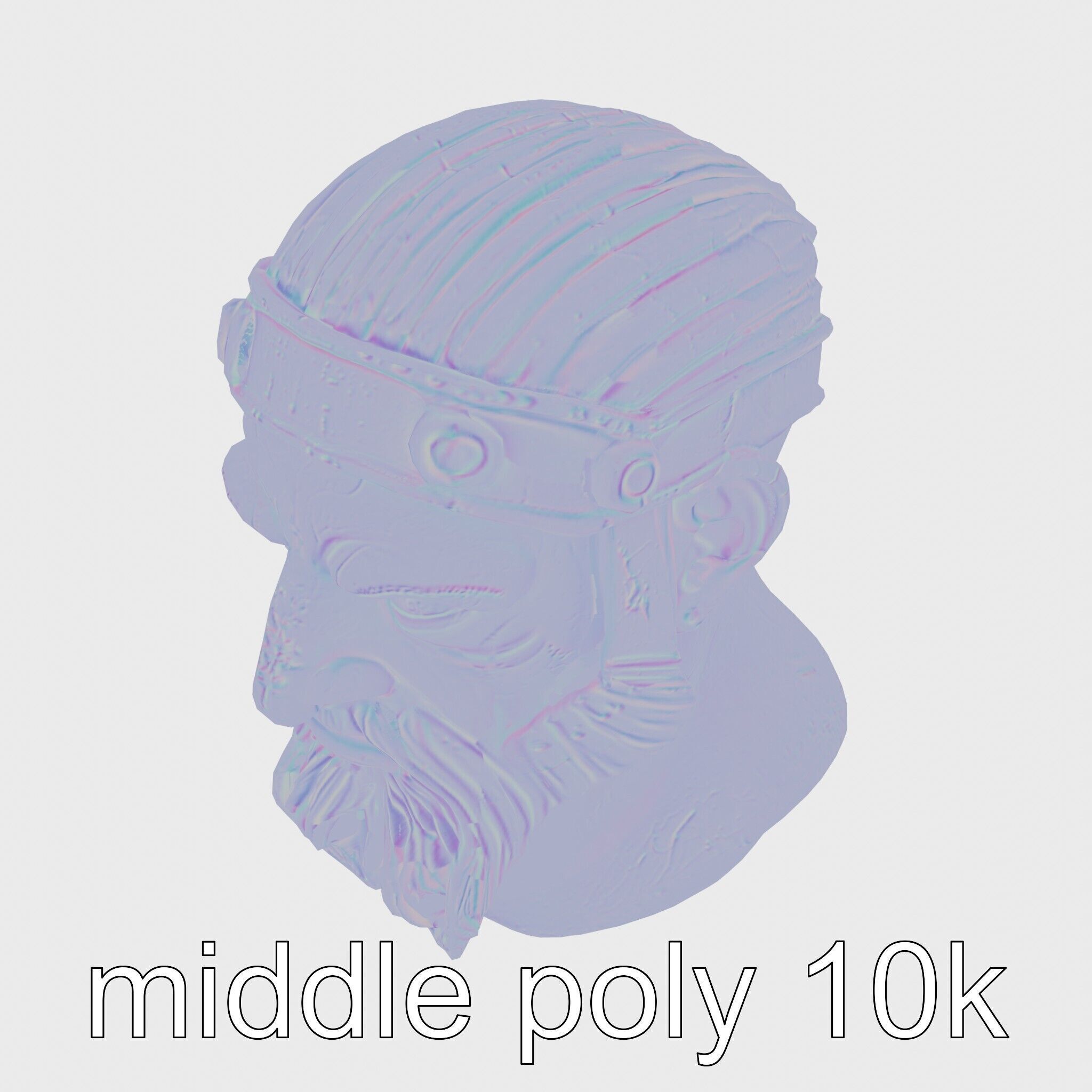 Ancient Warrior Bust Sculpture Low-poly 3D model_25