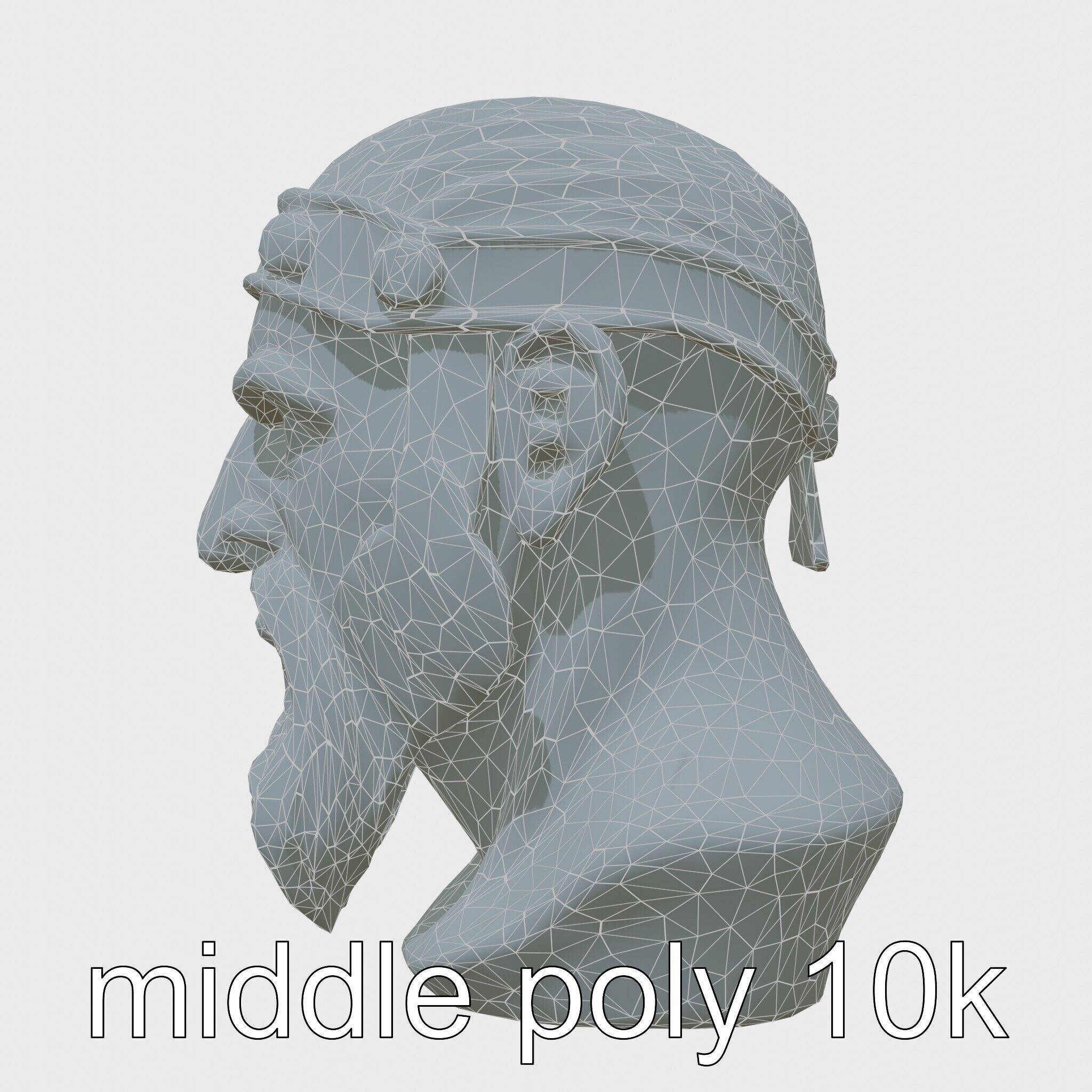 Ancient Warrior Bust Sculpture Low-poly 3D model_28