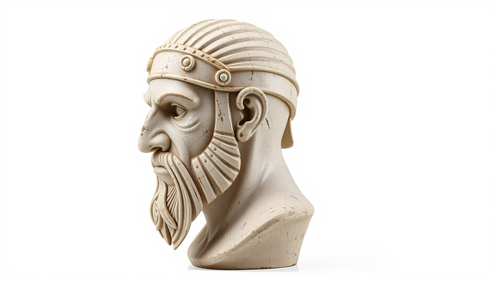 Ancient Warrior Bust Sculpture Low-poly 3D model_6
