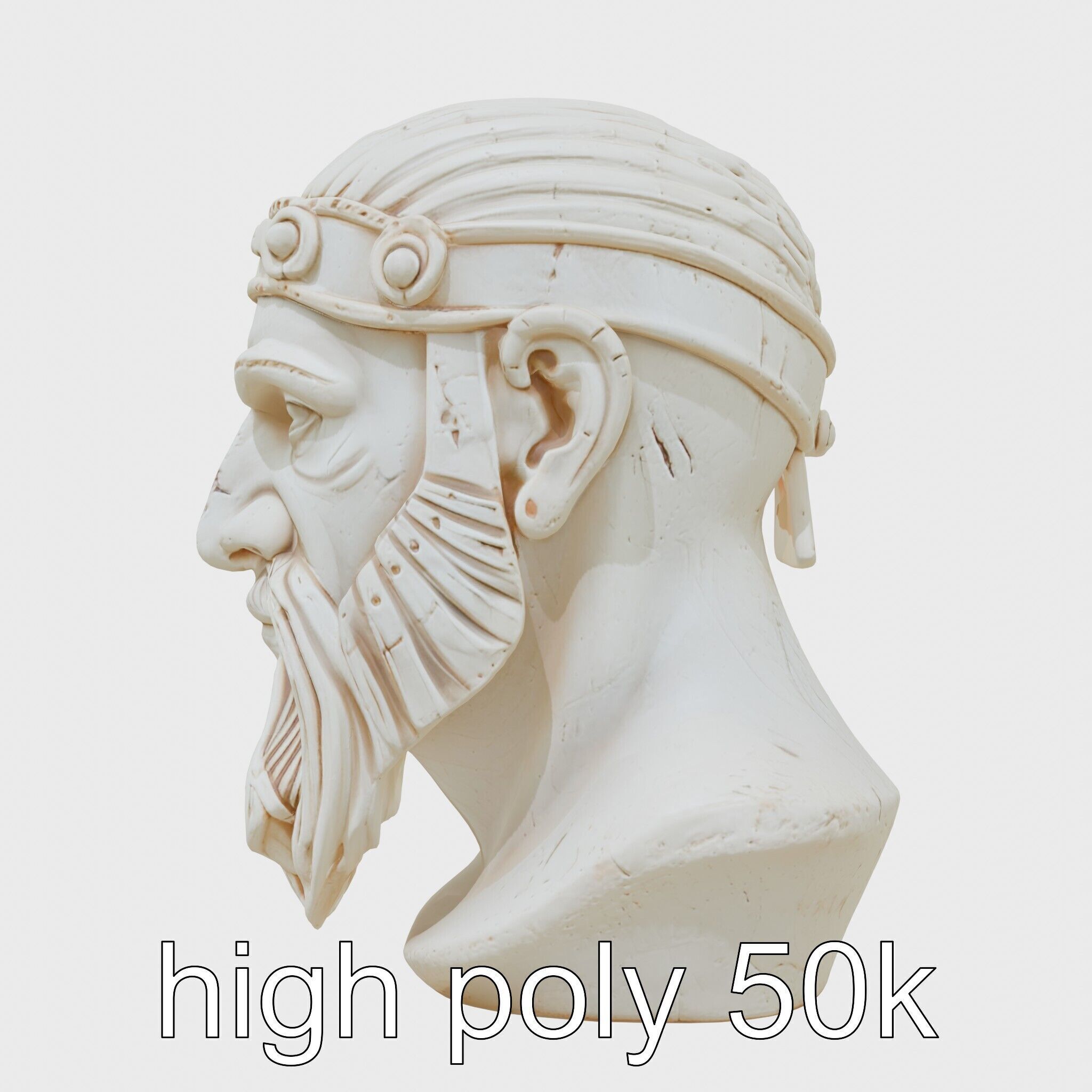 Ancient Warrior Bust Sculpture Low-poly 3D model_27