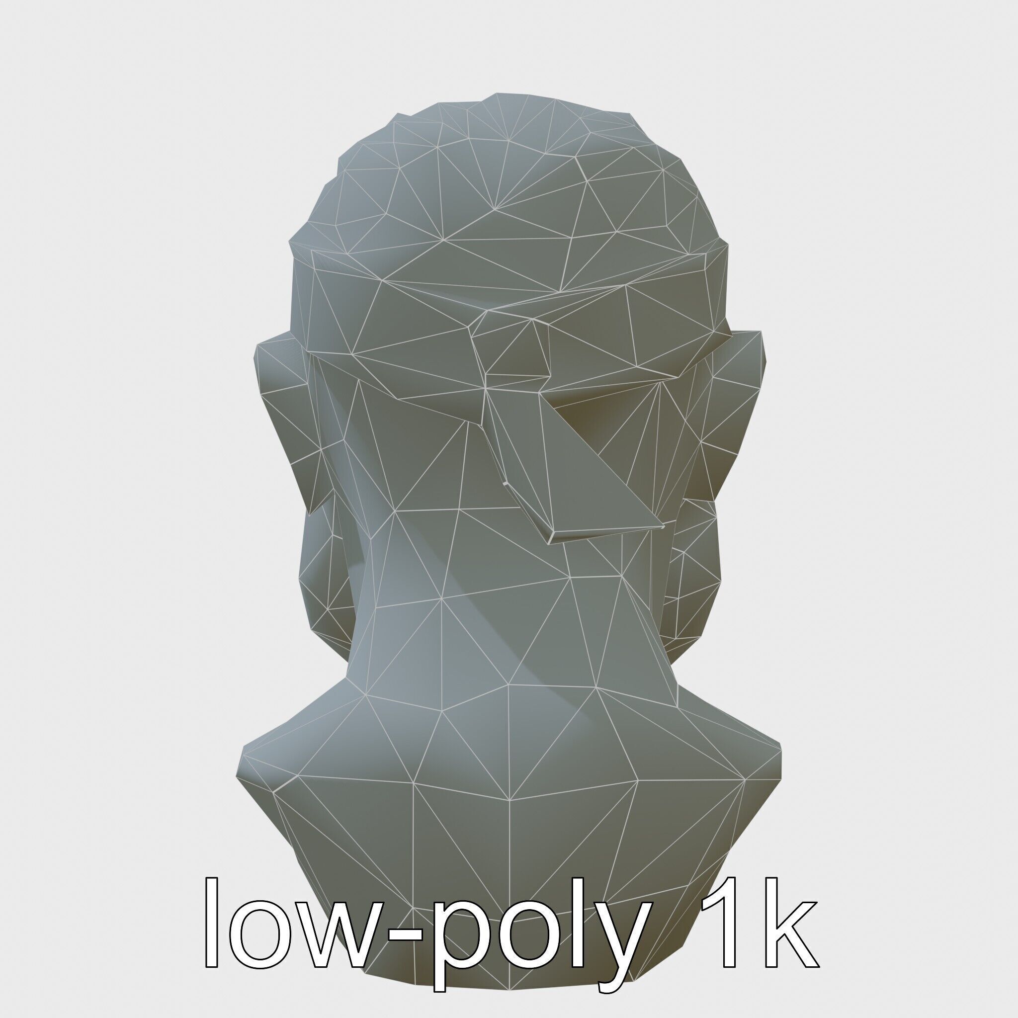 Ancient Warrior Bust Sculpture Low-poly 3D model_10