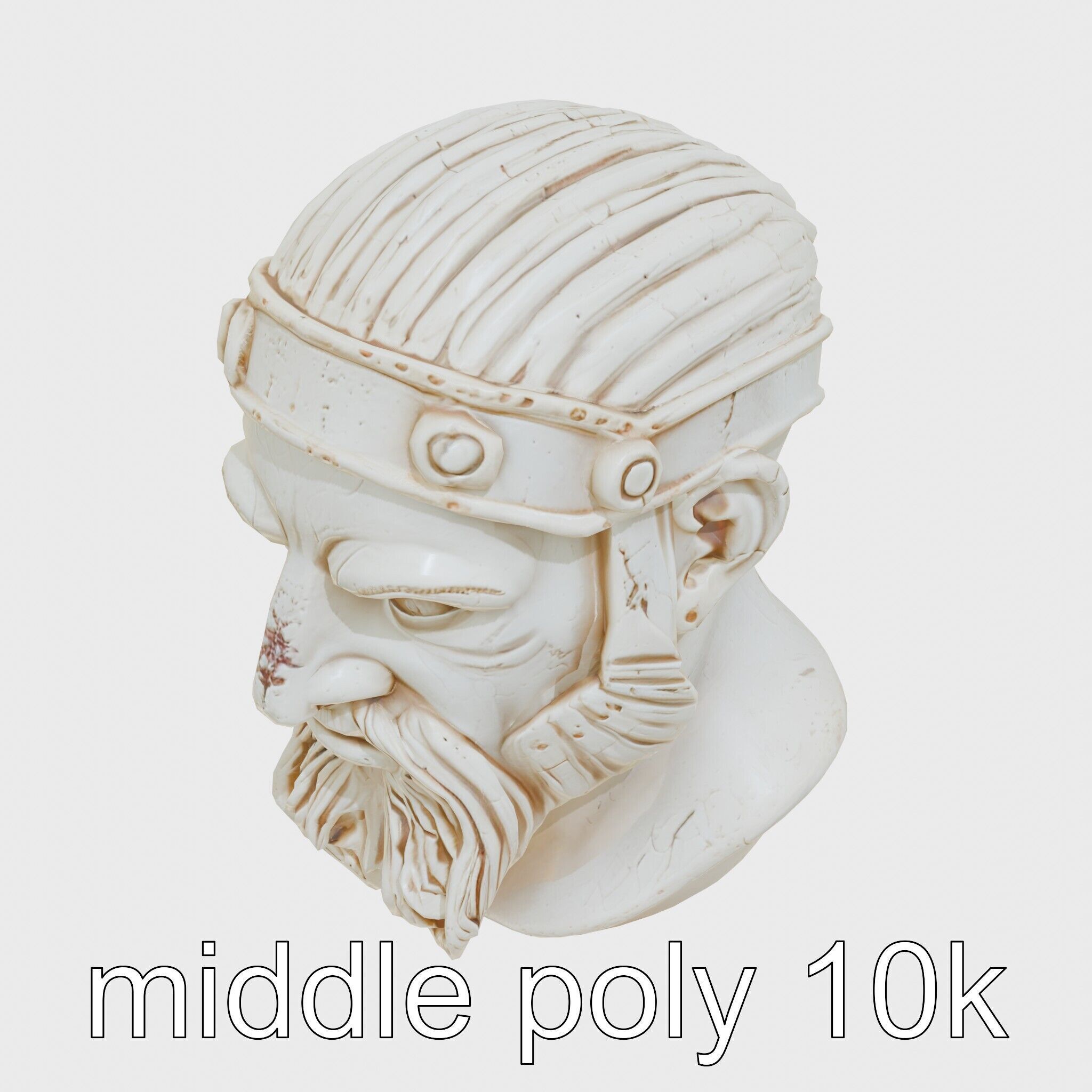 Ancient Warrior Bust Sculpture Low-poly 3D model_12