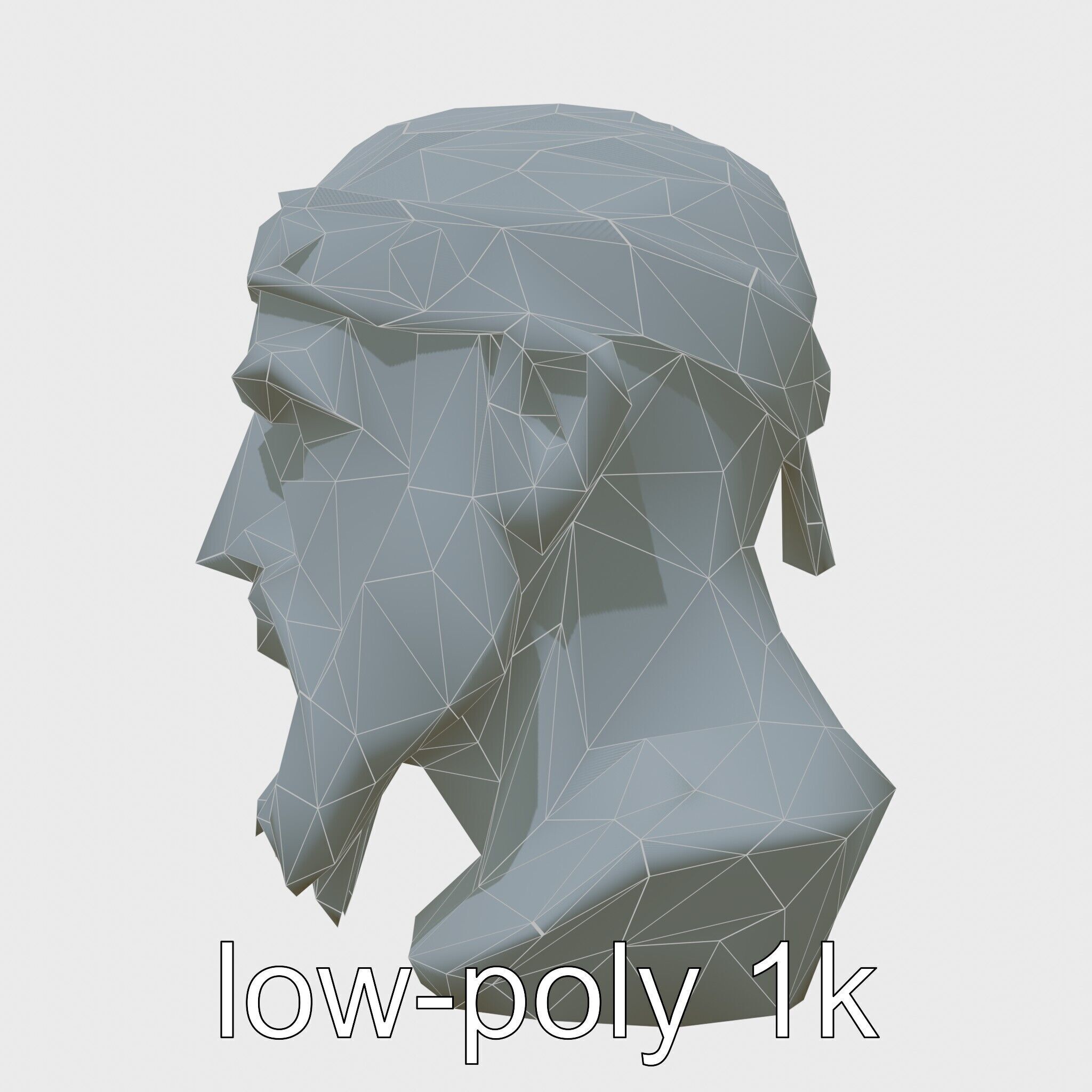 Ancient Warrior Bust Sculpture Low-poly 3D model_23