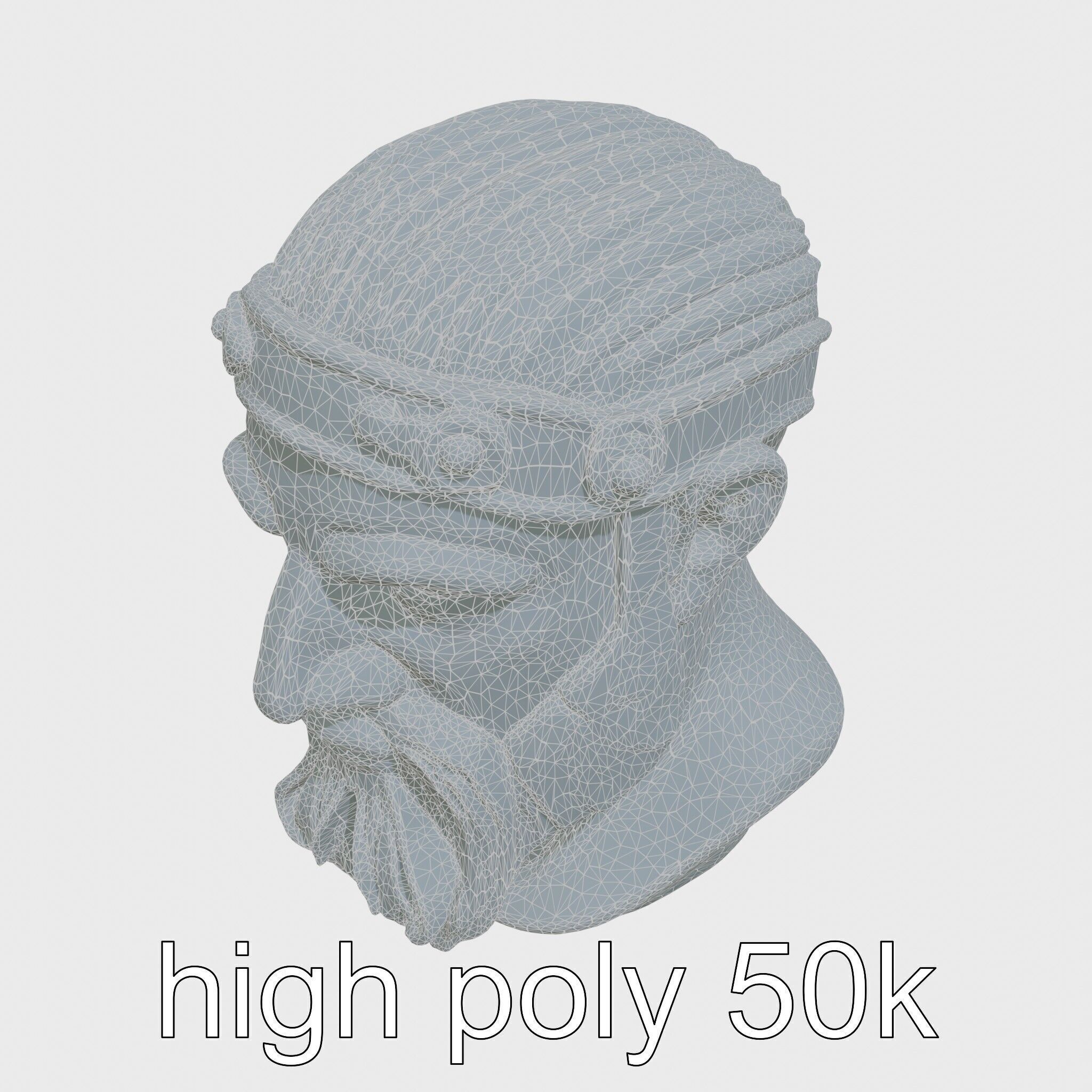Ancient Warrior Bust Sculpture Low-poly 3D model_32