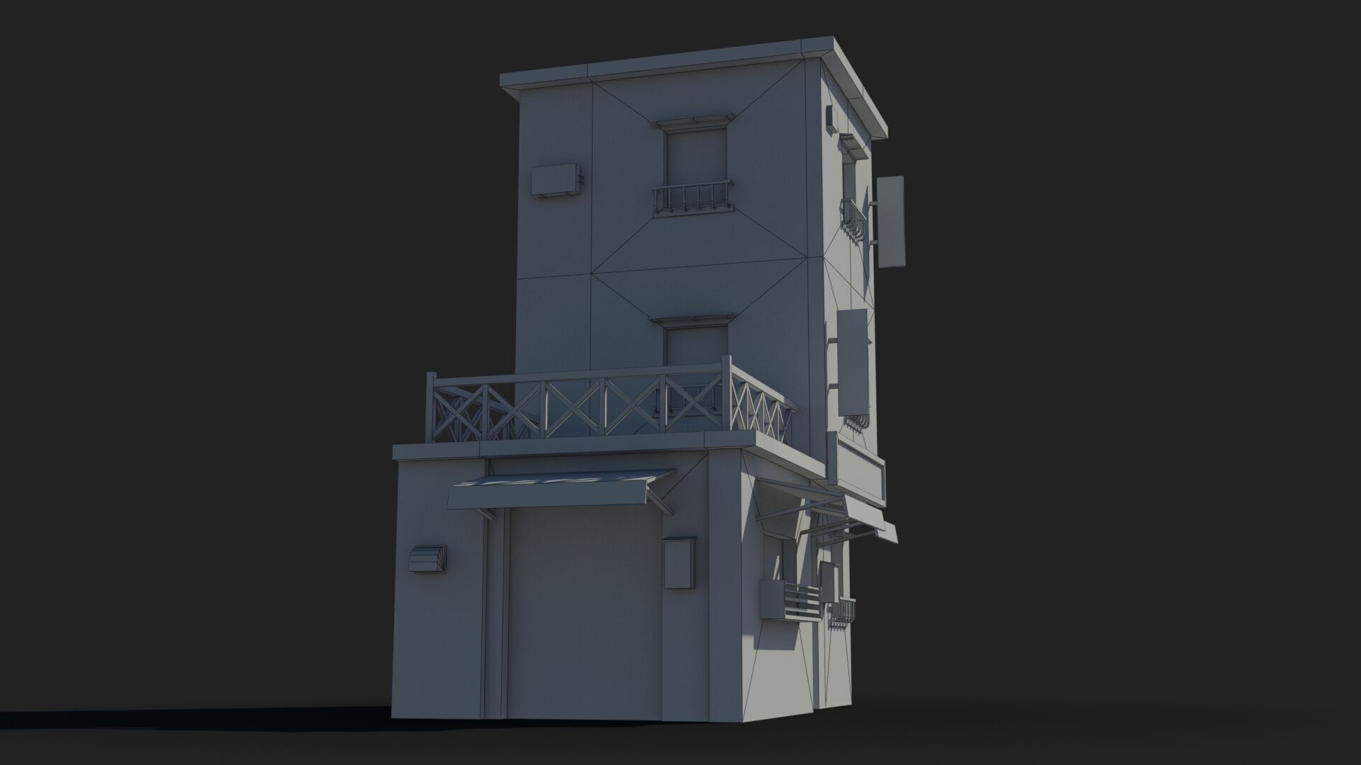 Japanese House x2 Low-poly 3D model_9
