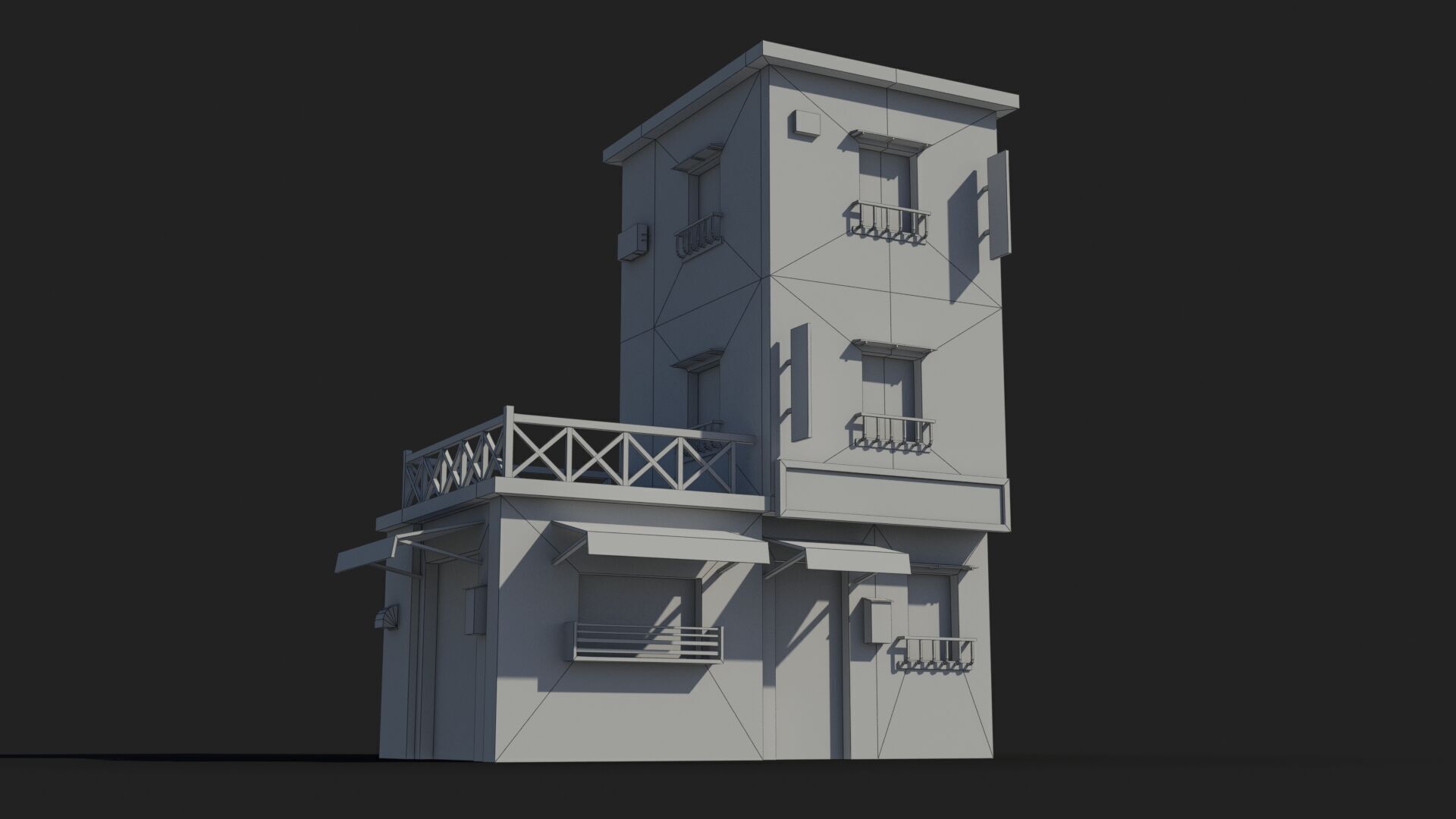Japanese House x2 Low-poly 3D model_6