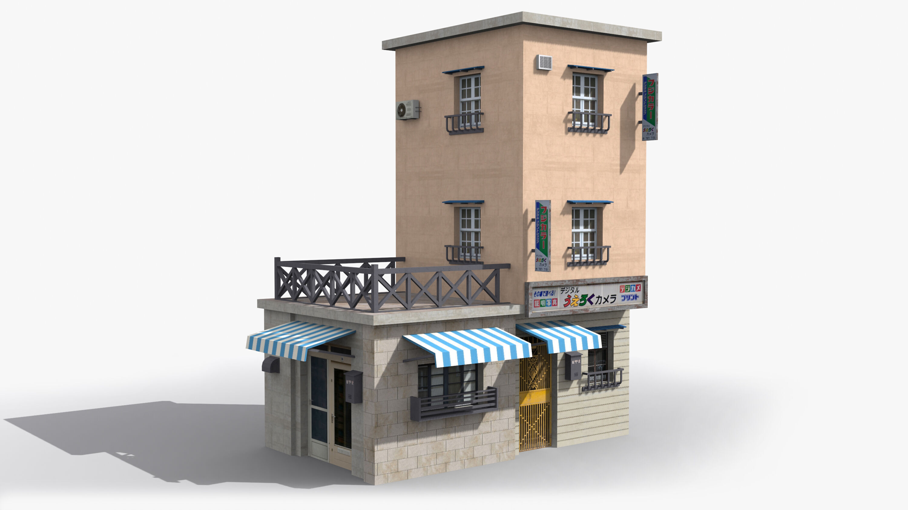 Japanese House x2 Low-poly 3D model_5