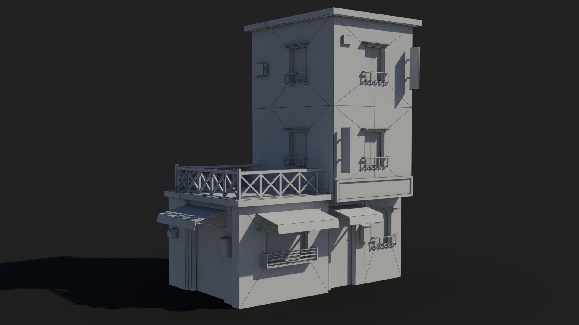 Japanese House x2 Low-poly 3D model_11