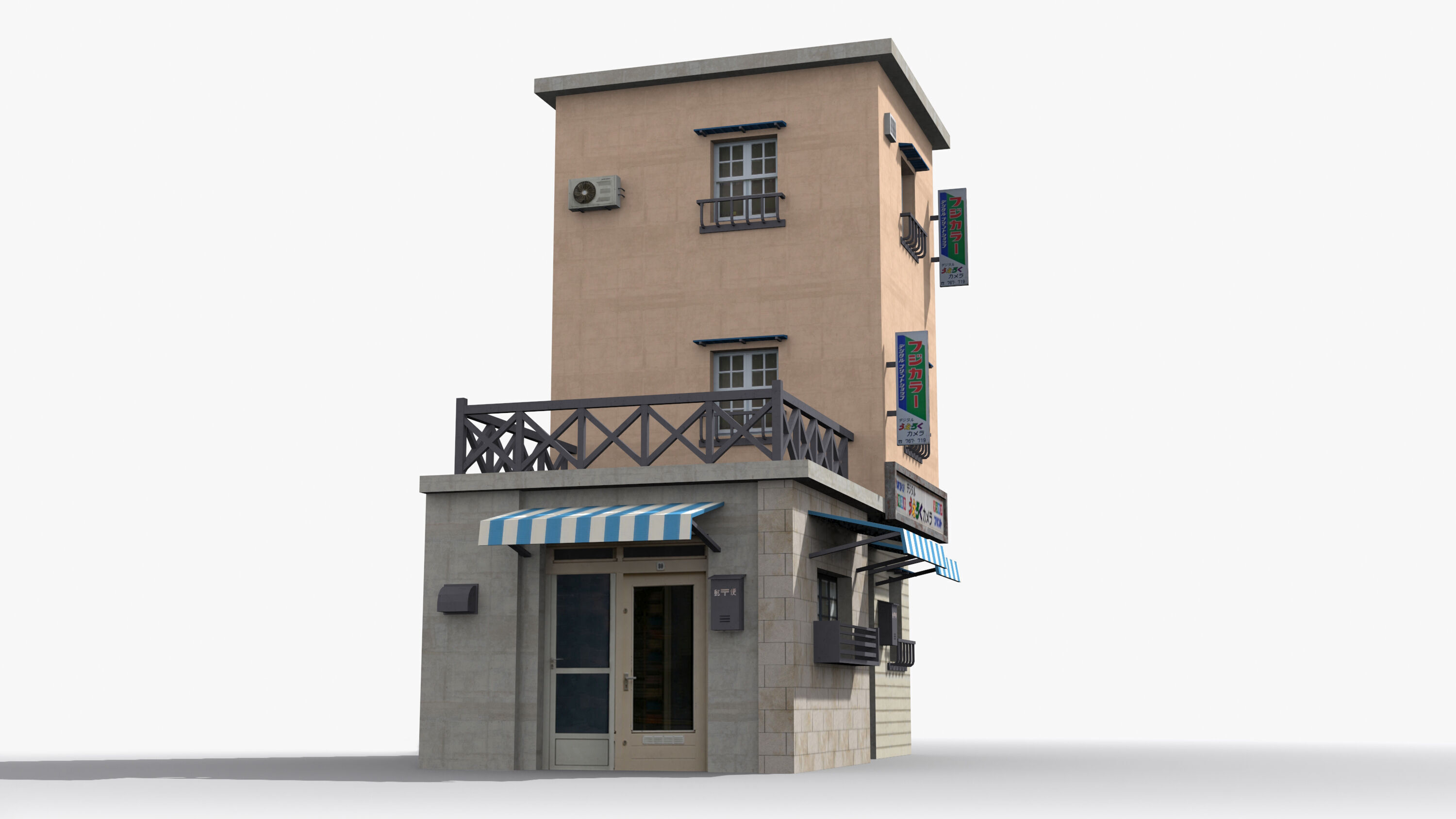 Japanese House x2 Low-poly 3D model_3
